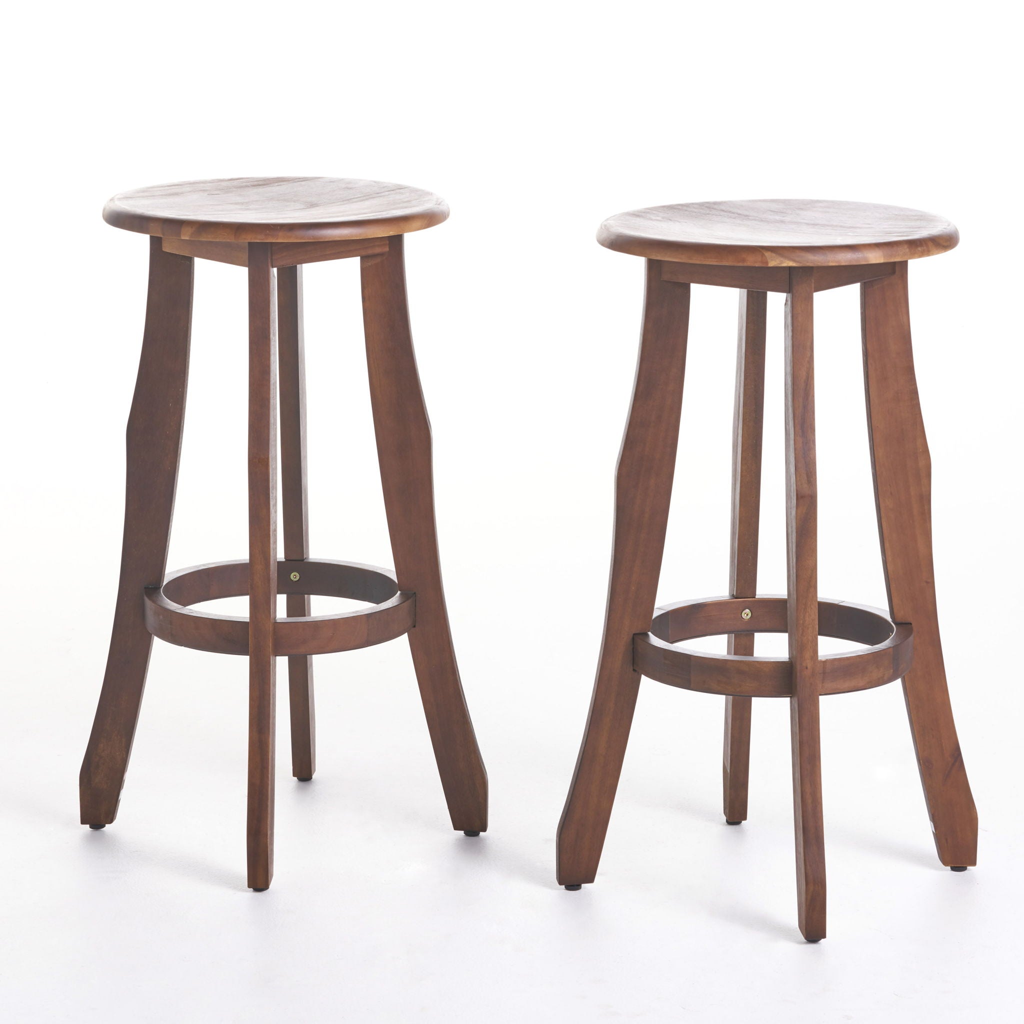 Primrose - Outdoor Acacia Wood Barstools With Foot Rest, (Set of 2) - Dark Brown - Best Buy Furniture