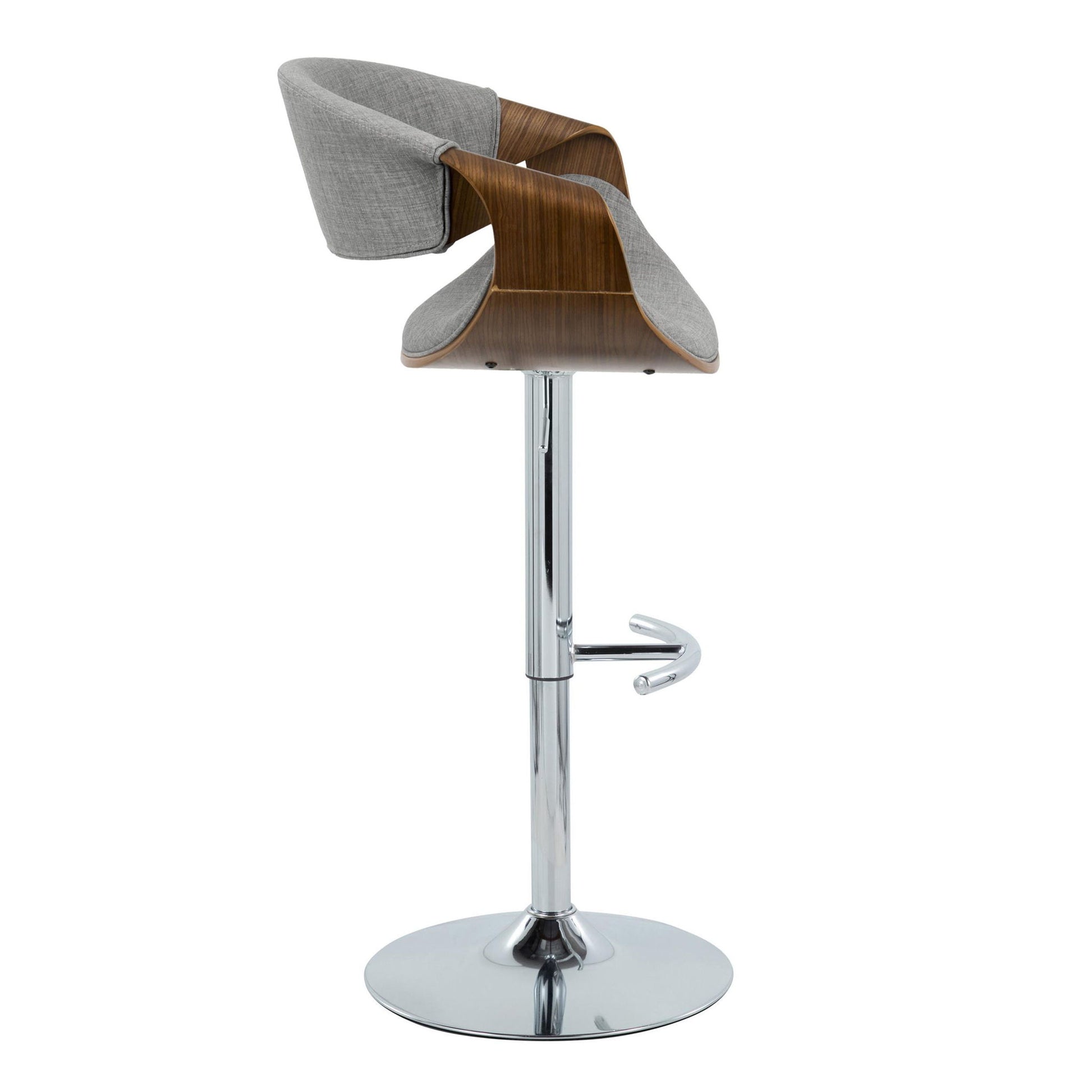 Curvo - Mid Century Modern Adjustable Barstool With Swivel With Rounded T Footrest (Set of 2) - Best Buy Furniture