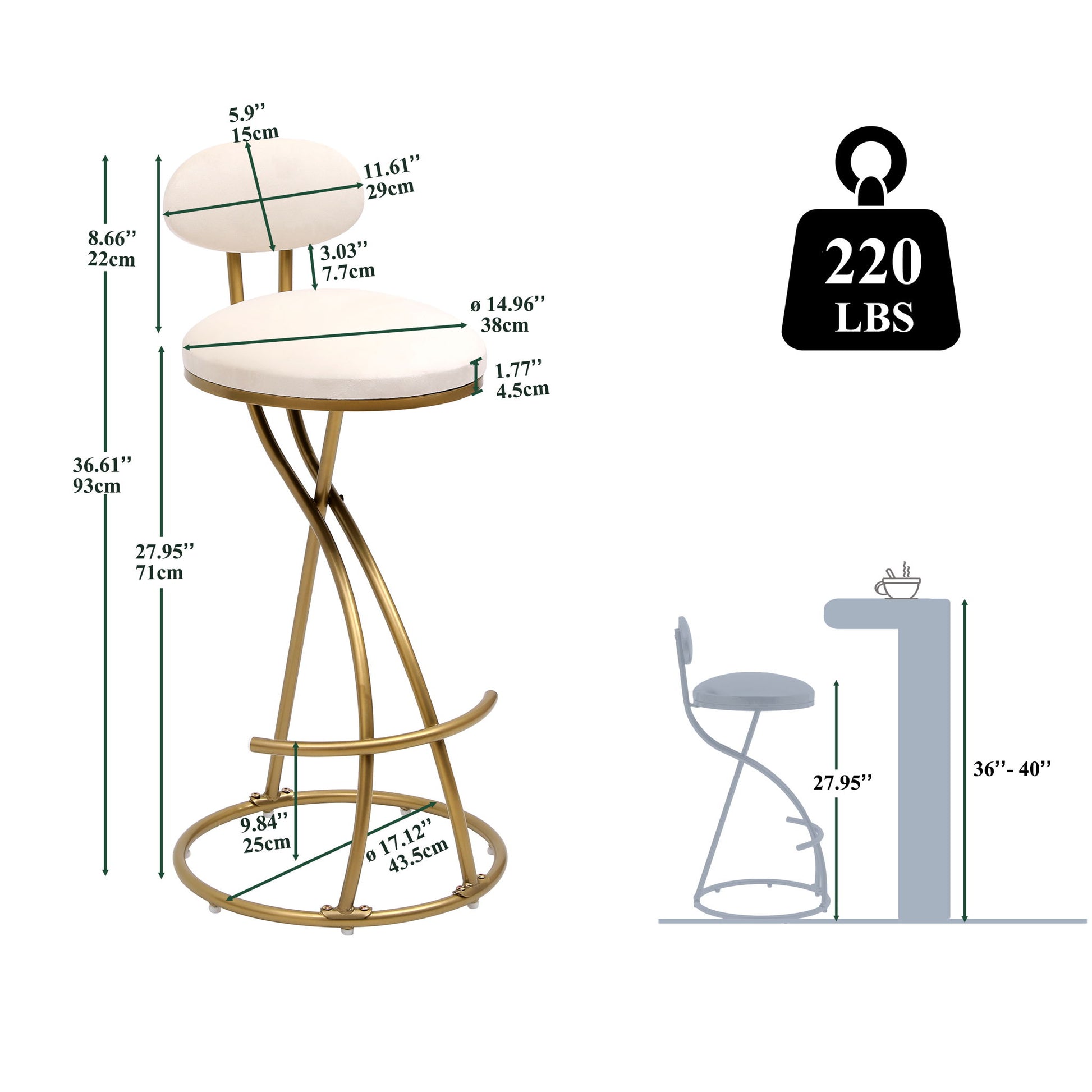Bar Stools Upholstered Counter Height Barstools For Kitchen Island Modern PU Leather Dining Chairs With Footrest (Set of 2) - Best Buy Furniture