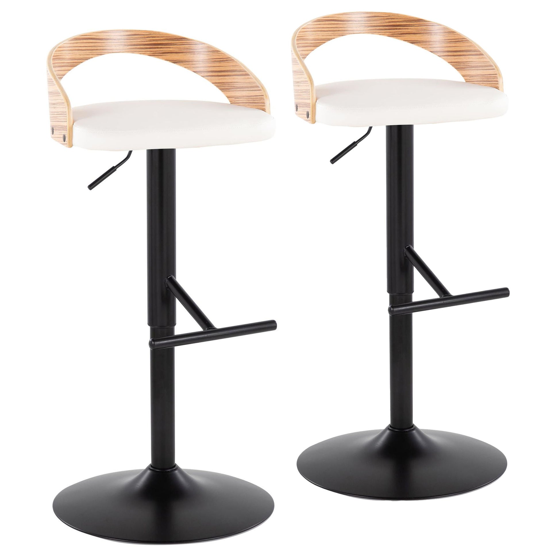 Grotto - Contemporary Adjustable Barstool With Swivel & Straight T Footrest (Set of 2) - Best Buy Furniture