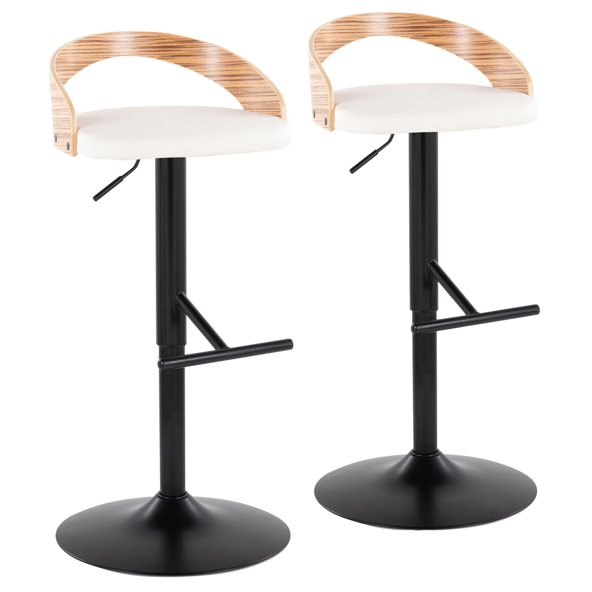 Grotto - Contemporary Adjustable Barstool With Swivel & Straight T Footrest (Set of 2) - Best Buy Furniture