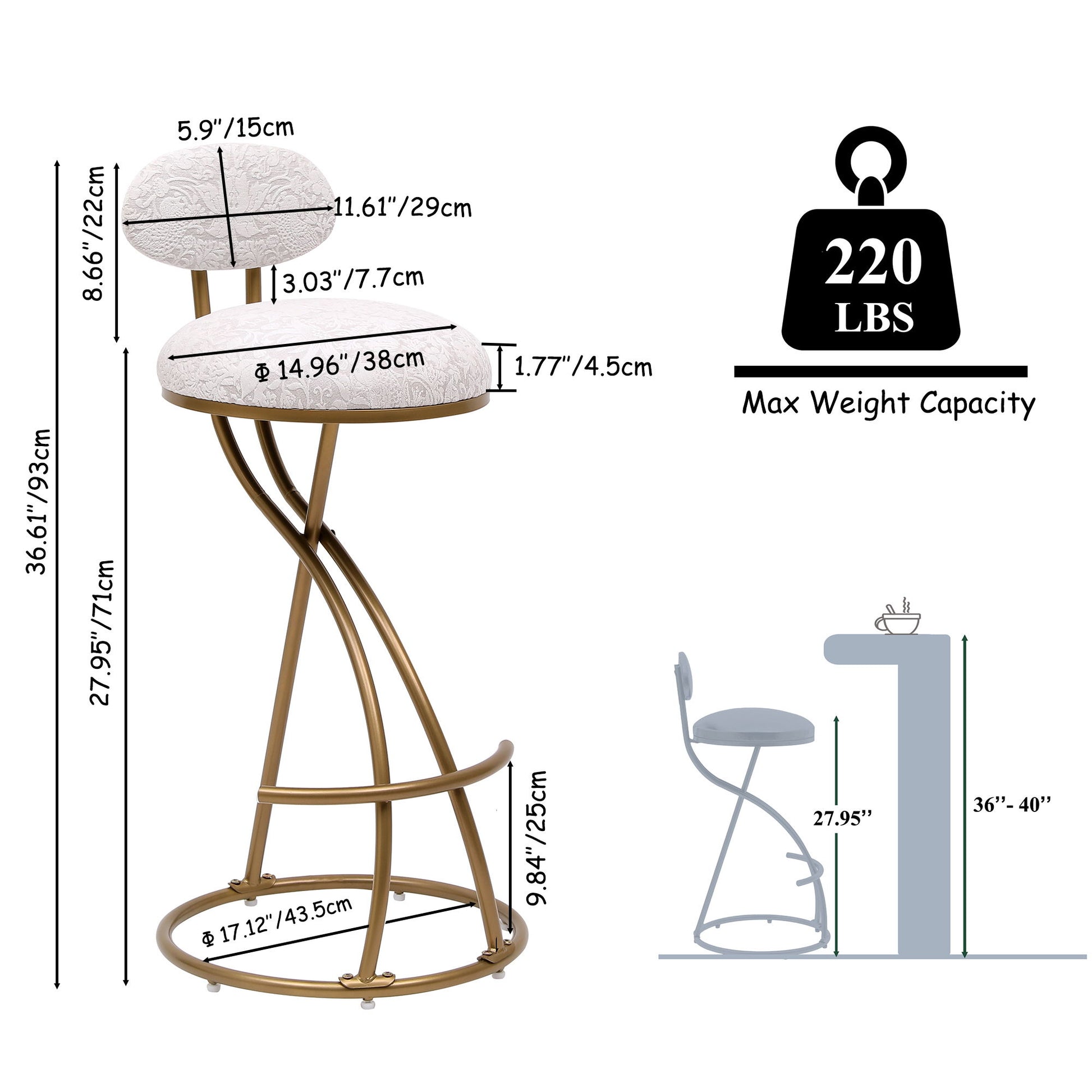 Round Print Bar Stools Upholstered Chairs For Kitchen (Set of 2) - Best Buy Furniture