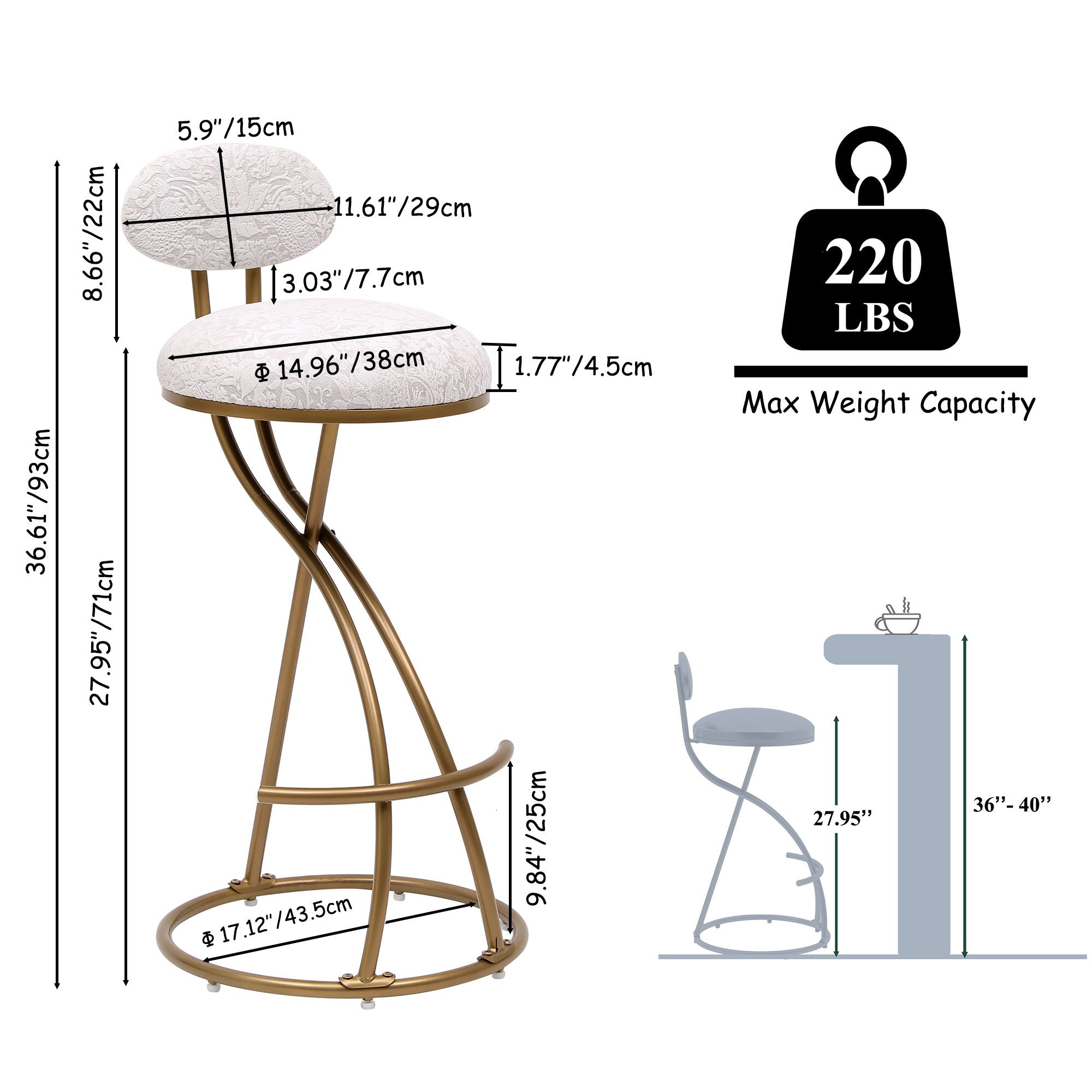 Round Print Bar Stools Upholstered Chairs For Kitchen (Set of 2) - Best Buy Furniture