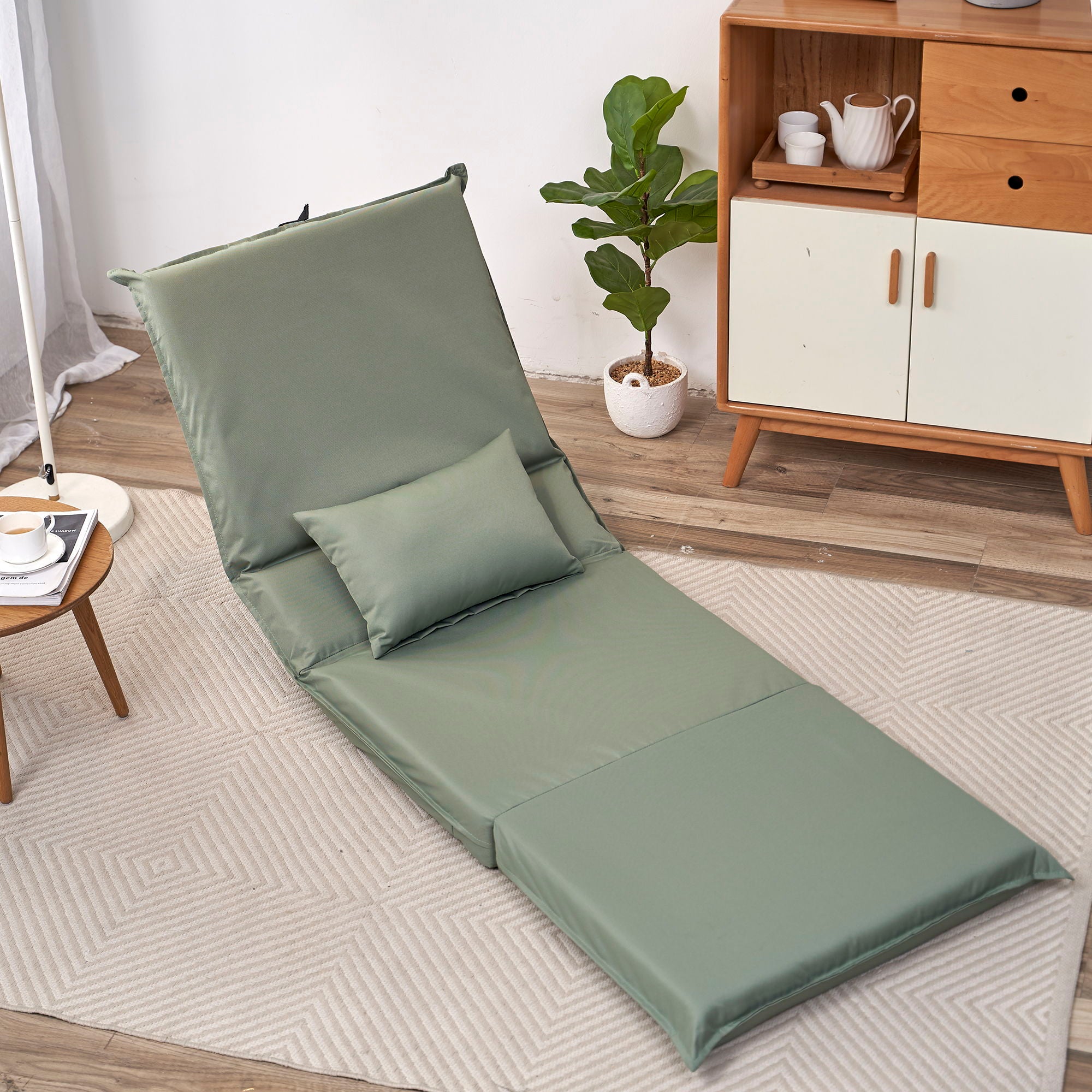 Foldable Portable Camping Chair With Carry Bag 14 Position Adjustable Recliner For Adults Cotton & Metal Frame For Outdoor Travel, Picnic, Or BBQ - Light Green - Best Buy Furniture