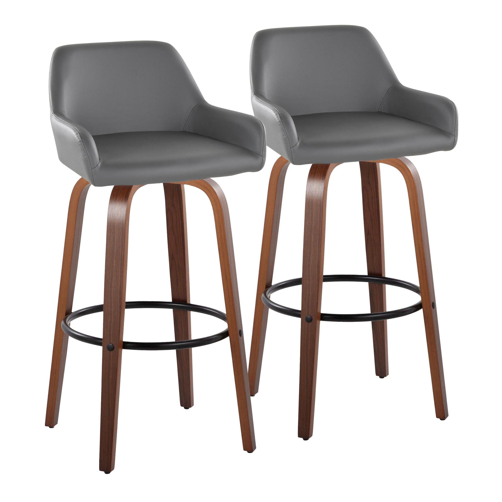 Daniella - Contemporary Fixed Height, Barstool & Swivel And Round Footrest (Set of 2) - Best Buy Furniture