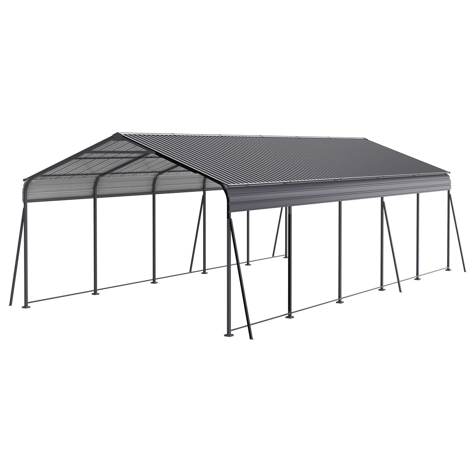 Metal Carport 13 X 26.5 Ft Heavy Duty With Galvanized Steel Roof Metal Garage Canopy With Galvanized Steel Roof & Frame Car Tent Outdoor Storage Shed For Car Boats And Truck - Gray - Best Buy Furniture