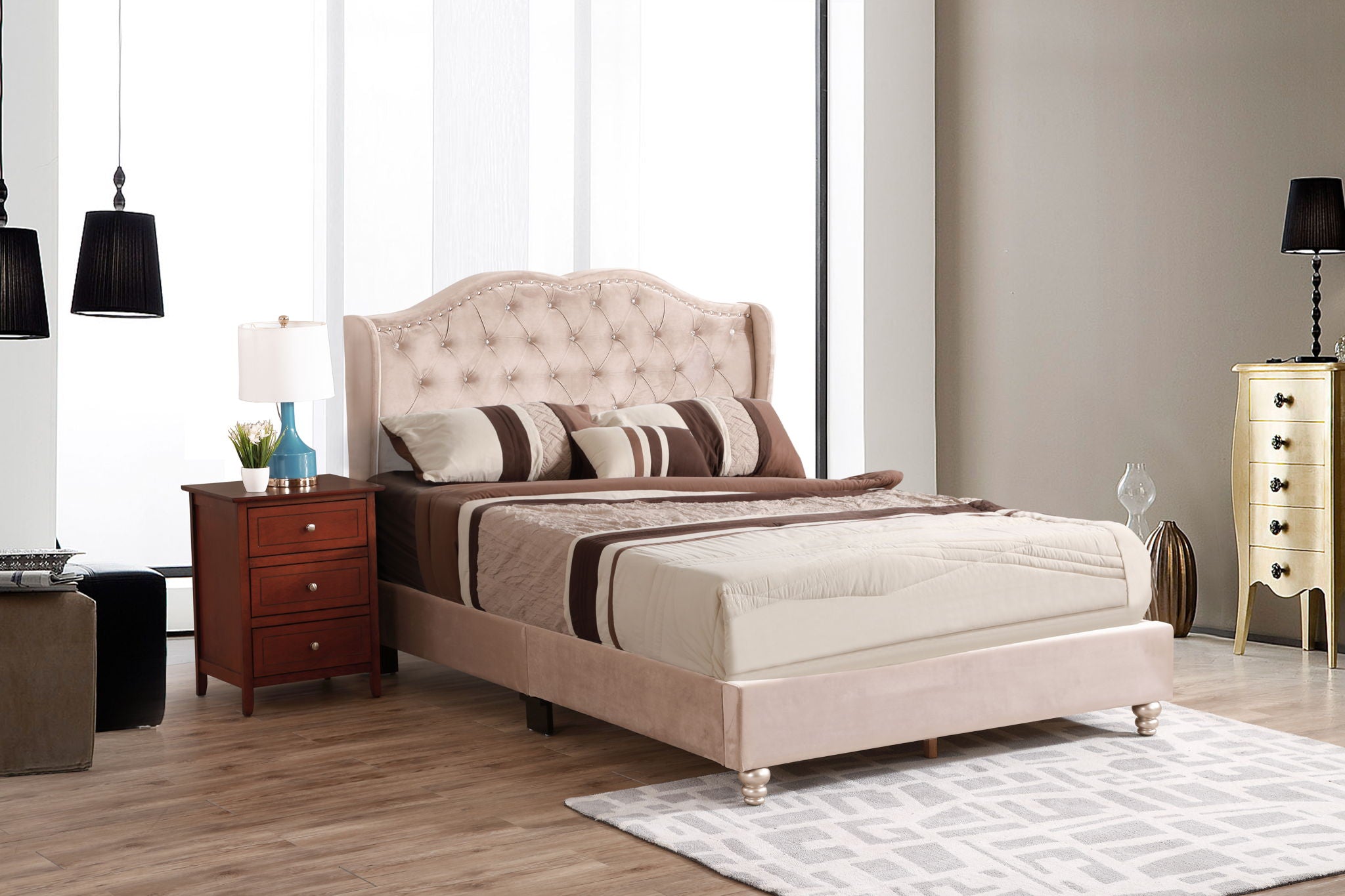 Upholstered Velvet Bed Transitional - Best Buy Furniture
