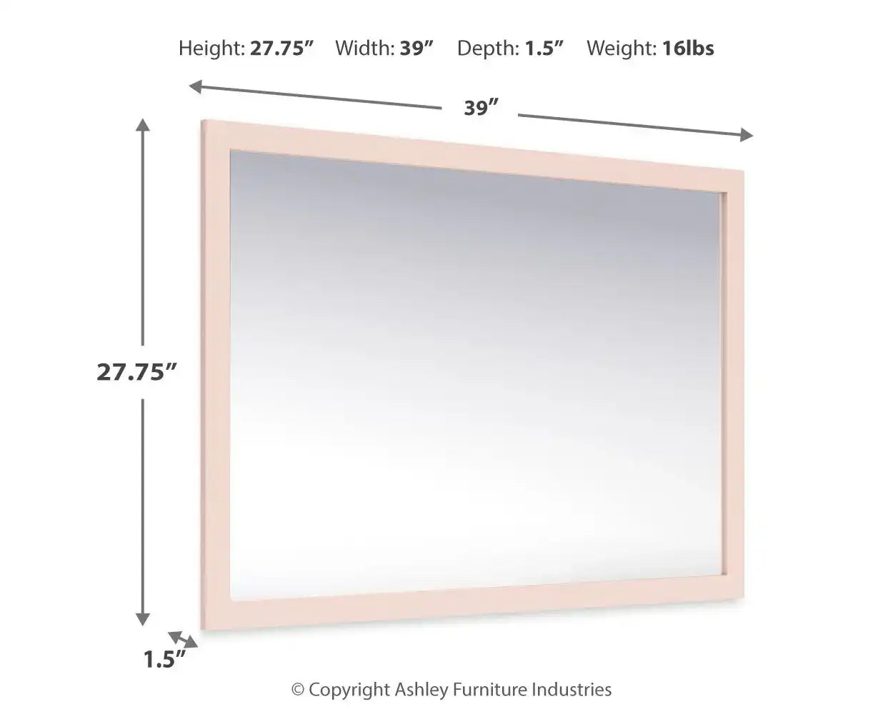 Wistenpine - Bedroom Mirror - Blush - Best Buy Furniture
