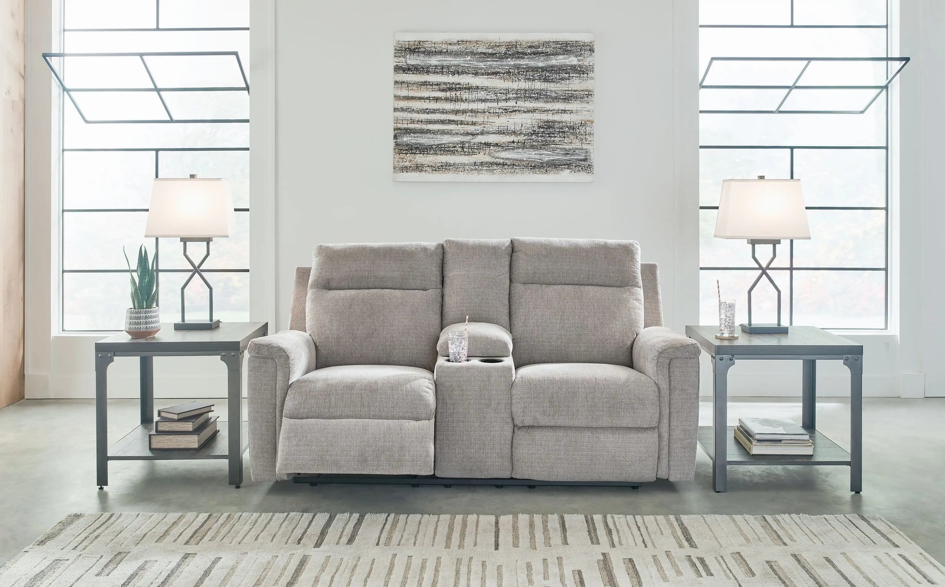 Barnsana - Dbl Power Reclining Loveseat With Console - Best Buy Furniture