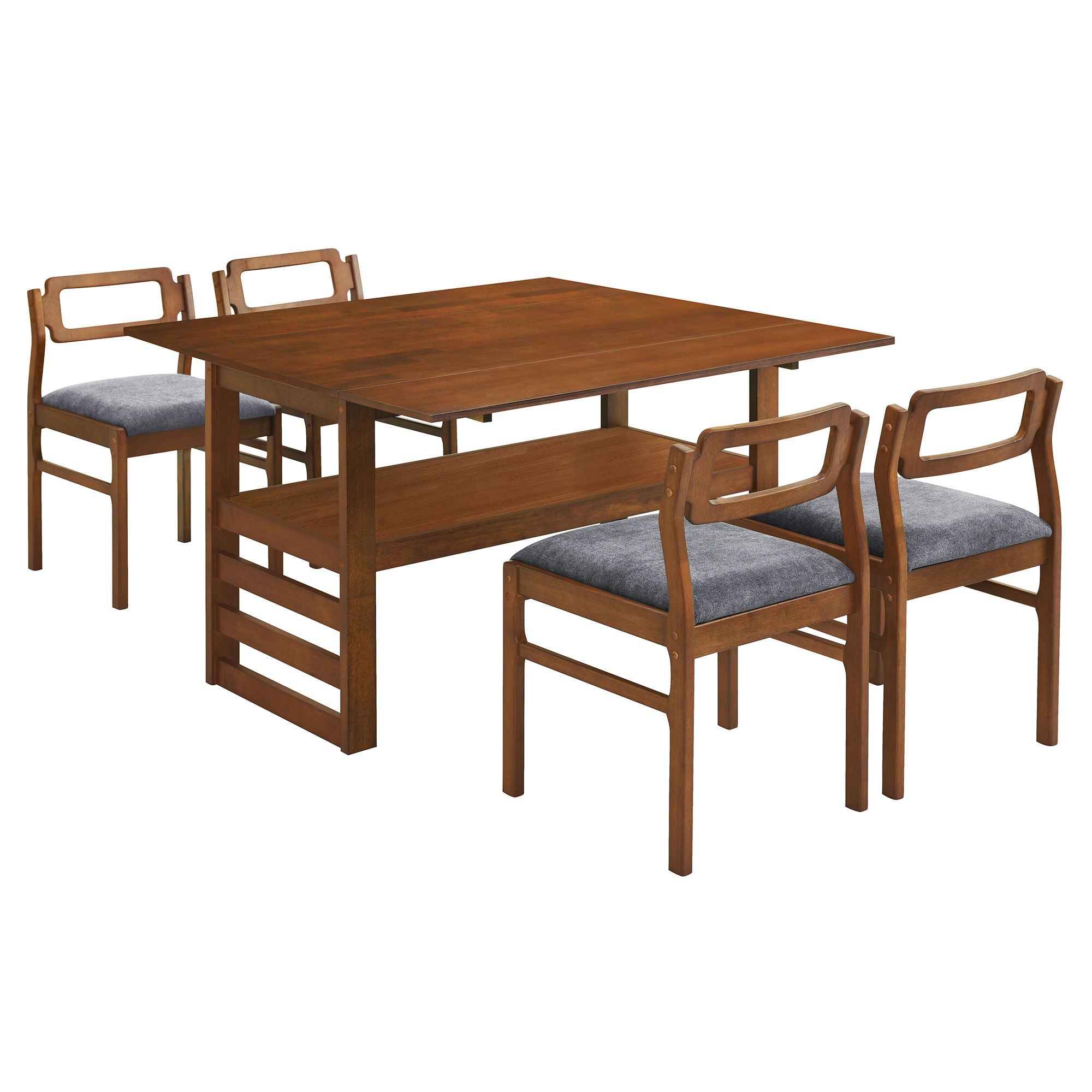 5 Piece Extendable Wood Square Dining Table Set With 2 Drop Leaves - Best Buy Furniture
