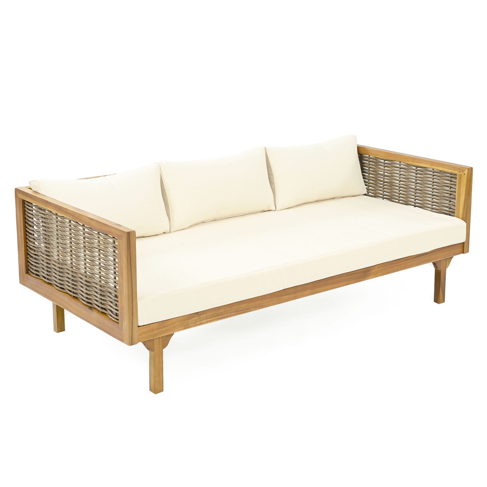 Claremont - 3 Seater Daybed Teak Acacia Wood Water Resistant Cushions - Best Buy Furniture