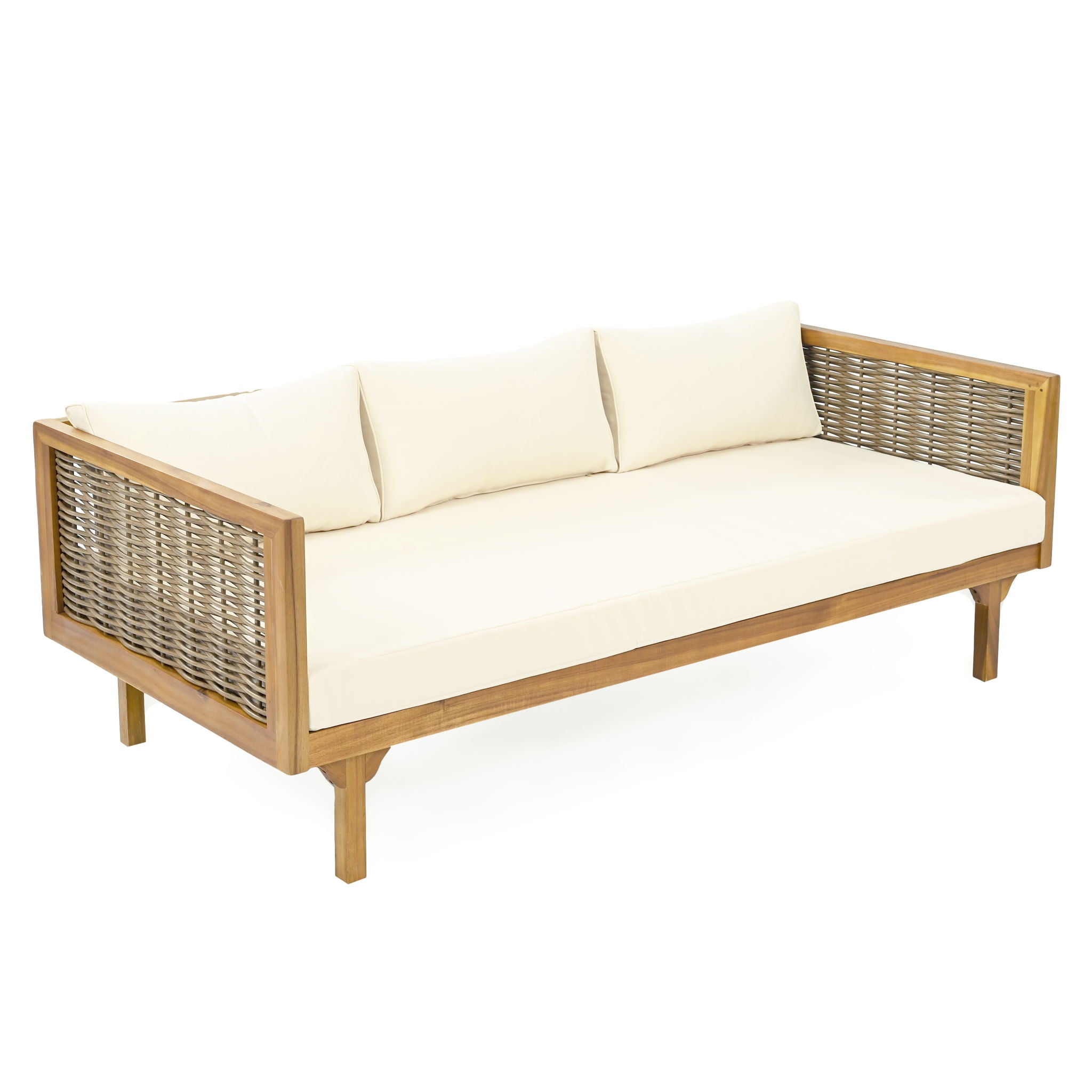 Claremont - 3 Seater Daybed Teak Acacia Wood Water Resistant Cushions - Best Buy Furniture