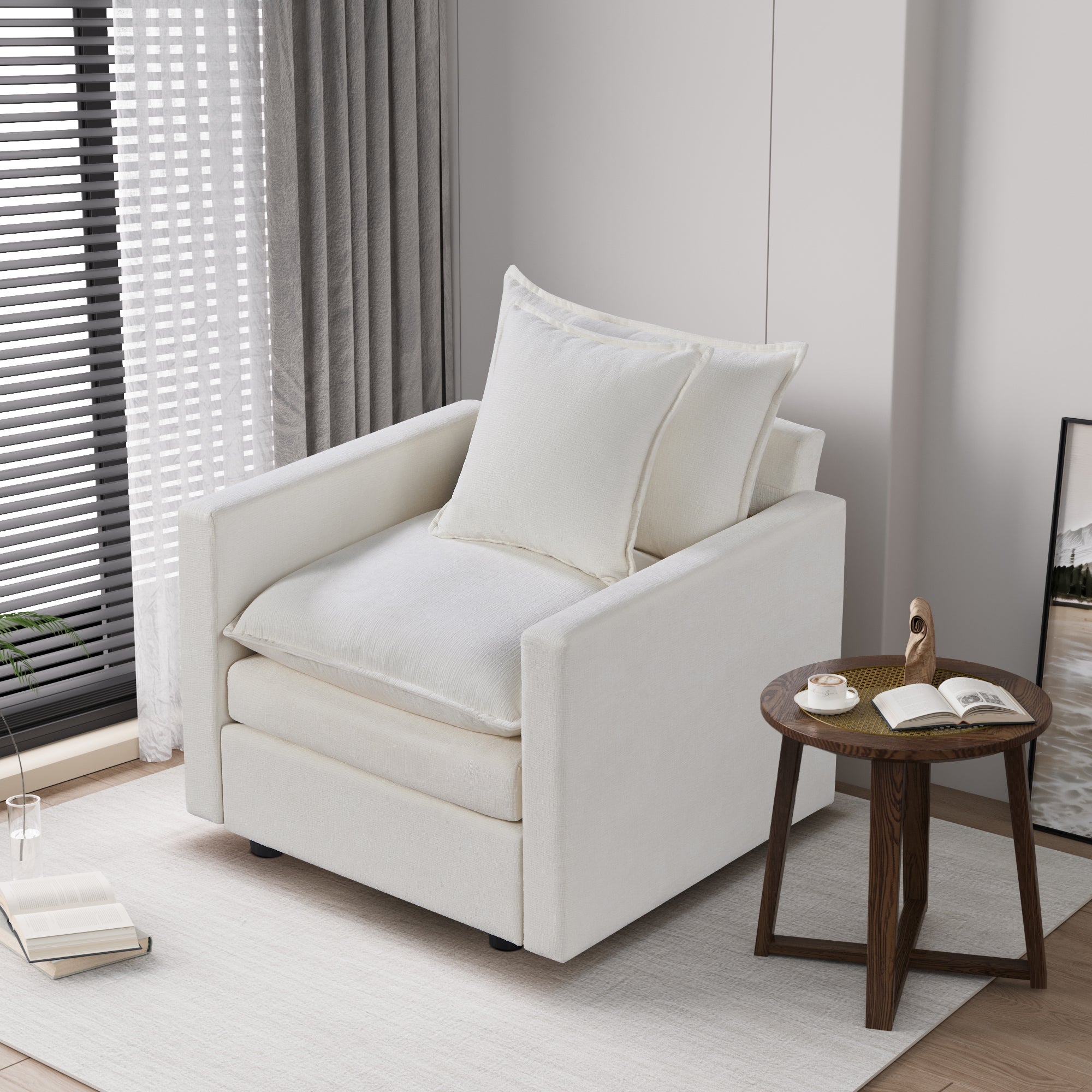 Plush Chenille Armchair with Deep Seating & Double-Layer Cushions - Best Buy Furniture