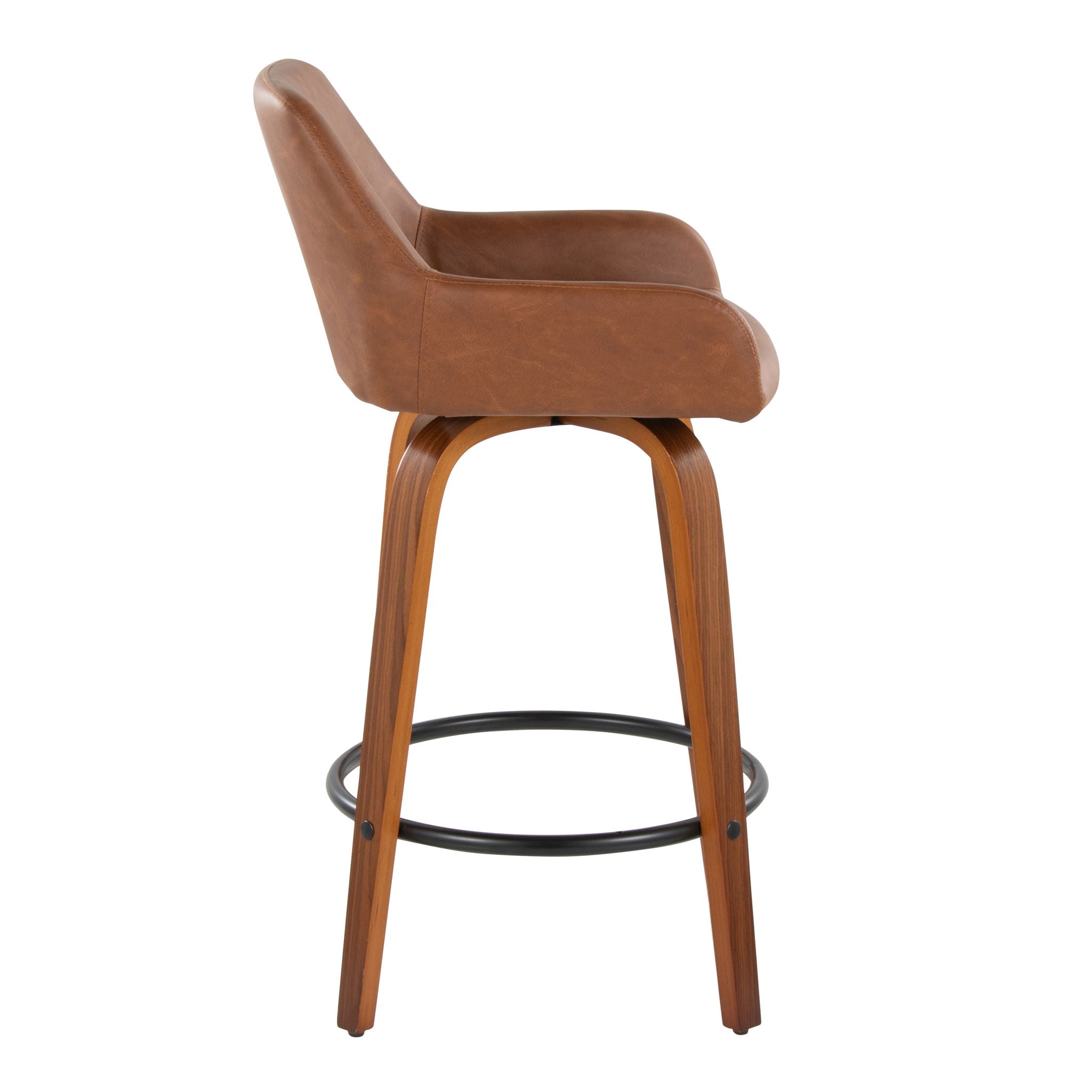 Daniella - Contemporary Fixed Height Counter Stool With Swivel With Round Footrest (Set of 2) - Best Buy Furniture