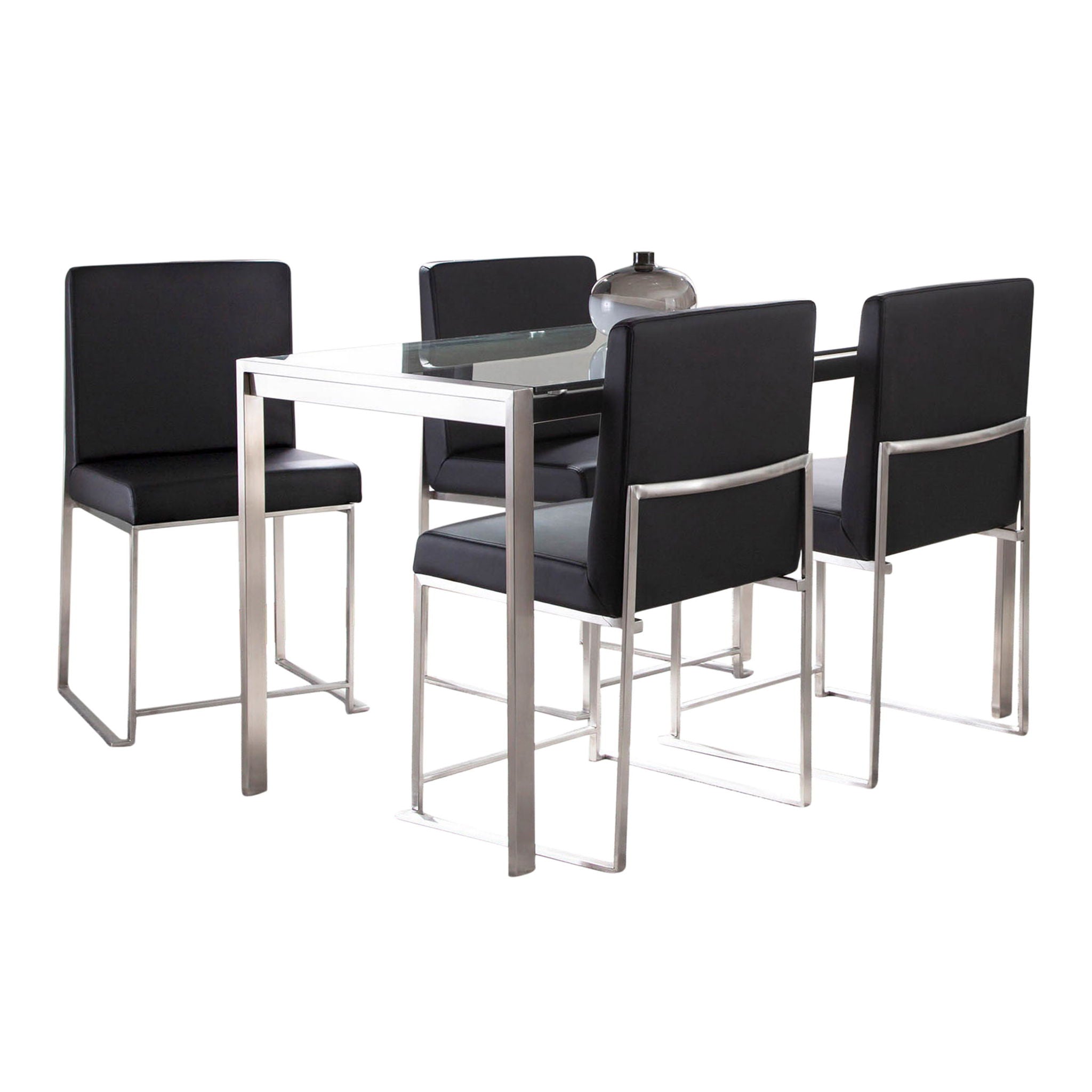 Fuji - High Back Contemporary Dining Set, Glass 5 Piece - Best Buy Furniture