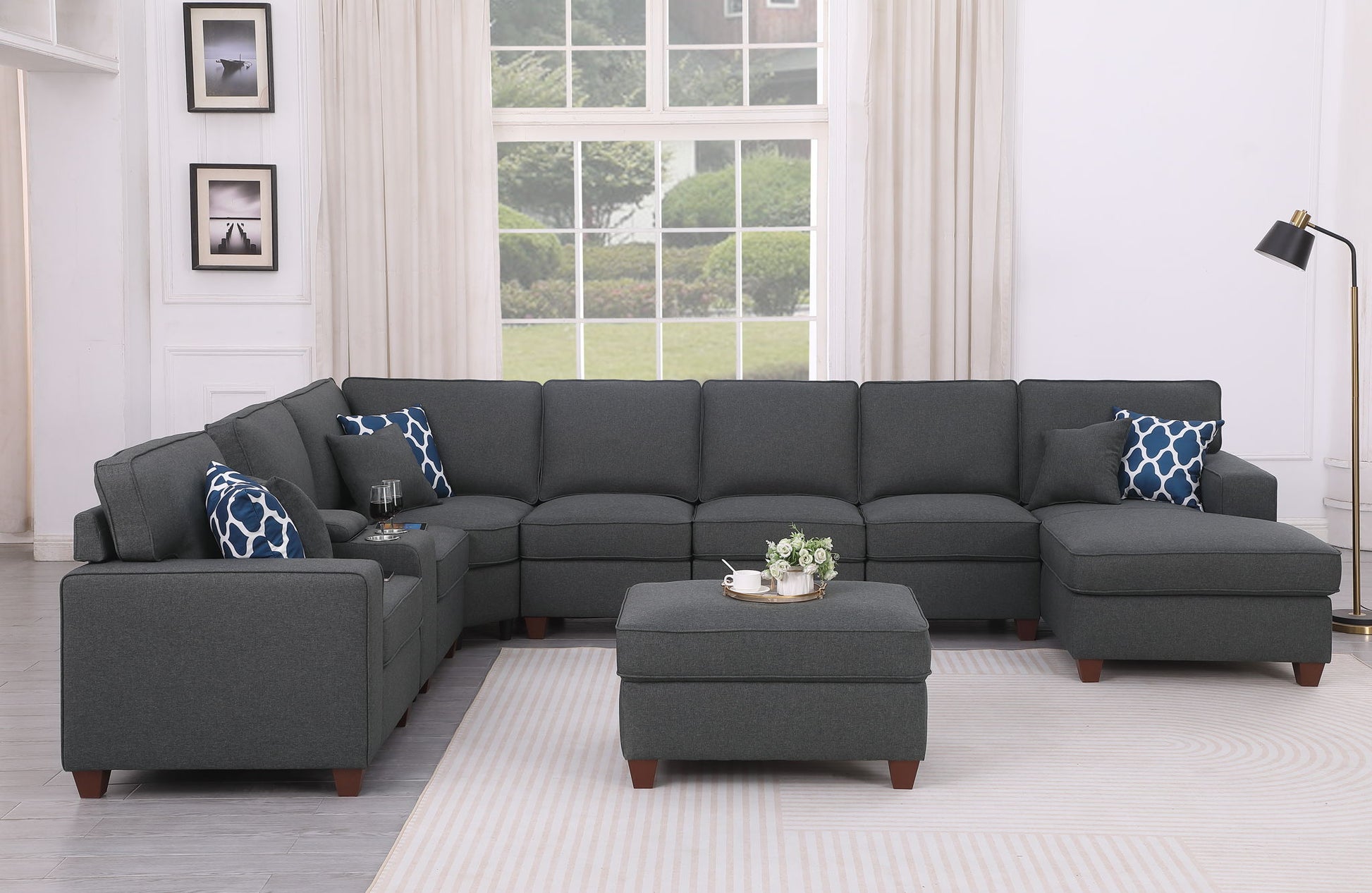 Eric - 9 Piece Upholstered Sectional With Ottoman - Best Buy Furniture