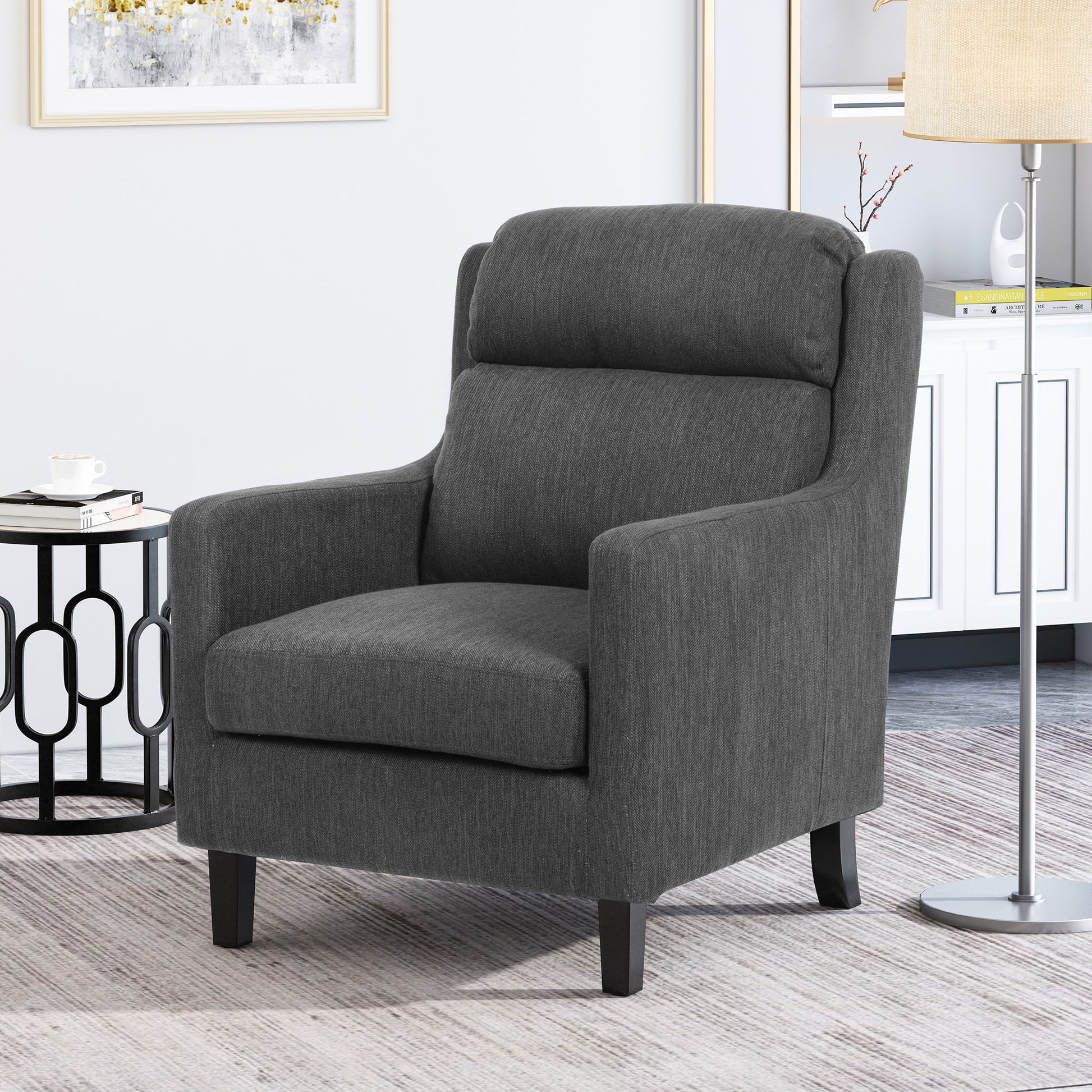 Contemporary Club Chair With Upholstered Fabric And Rubberwood Legs - Best Buy Furniture