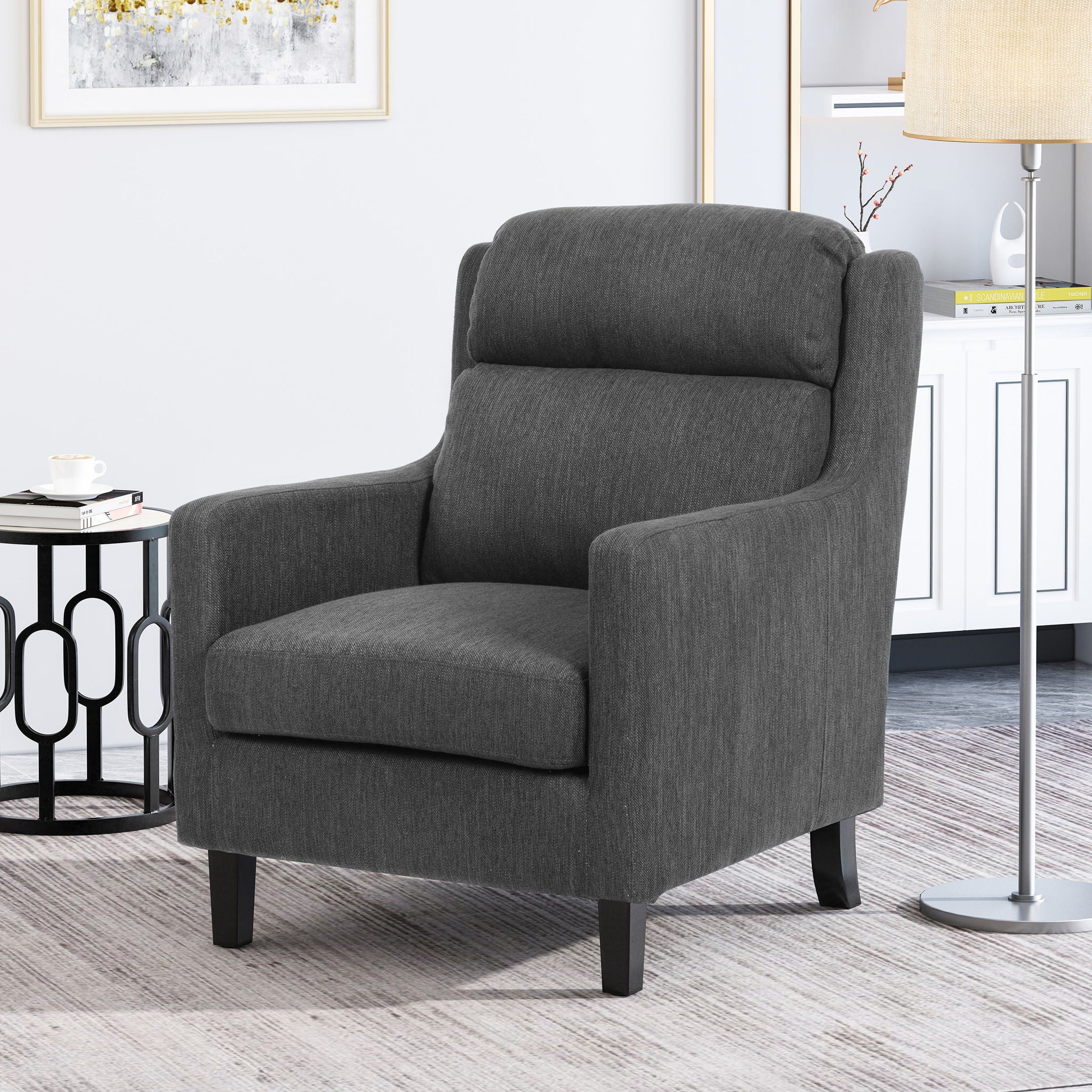 Contemporary Club Chair With Upholstered Fabric And Rubberwood Legs - Best Buy Furniture