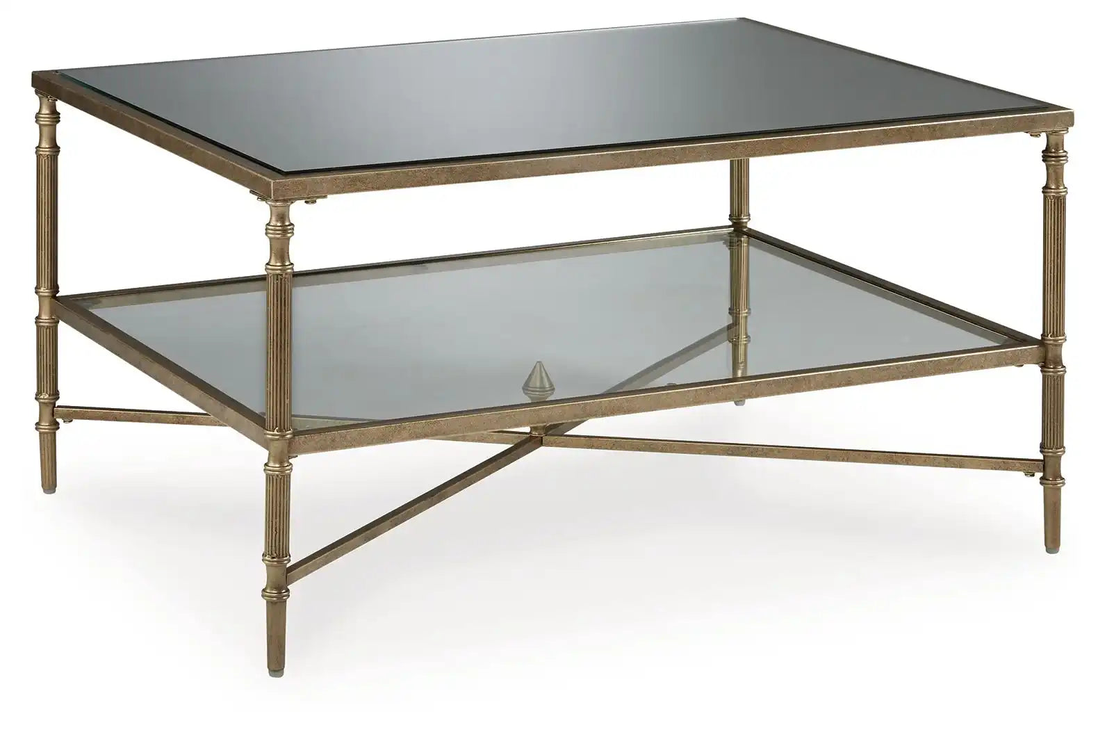 Cloverty - Rectangular Cocktail Table - Aged Gold Finish - Best Buy Furniture