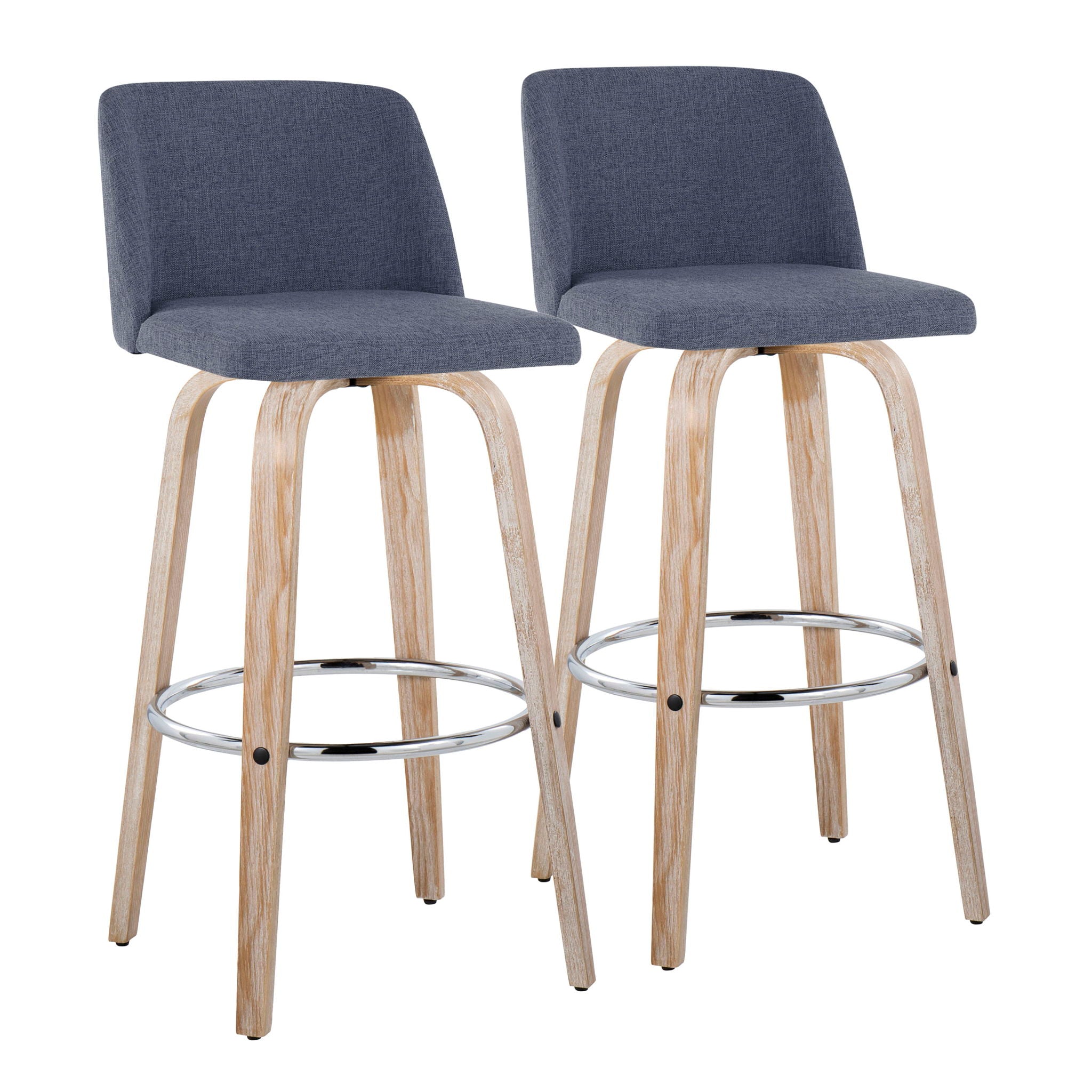 Toriano - Contemporary Fixed Height Barstool With Swivel & Round Footrest (Set of 2) - Best Buy Furniture