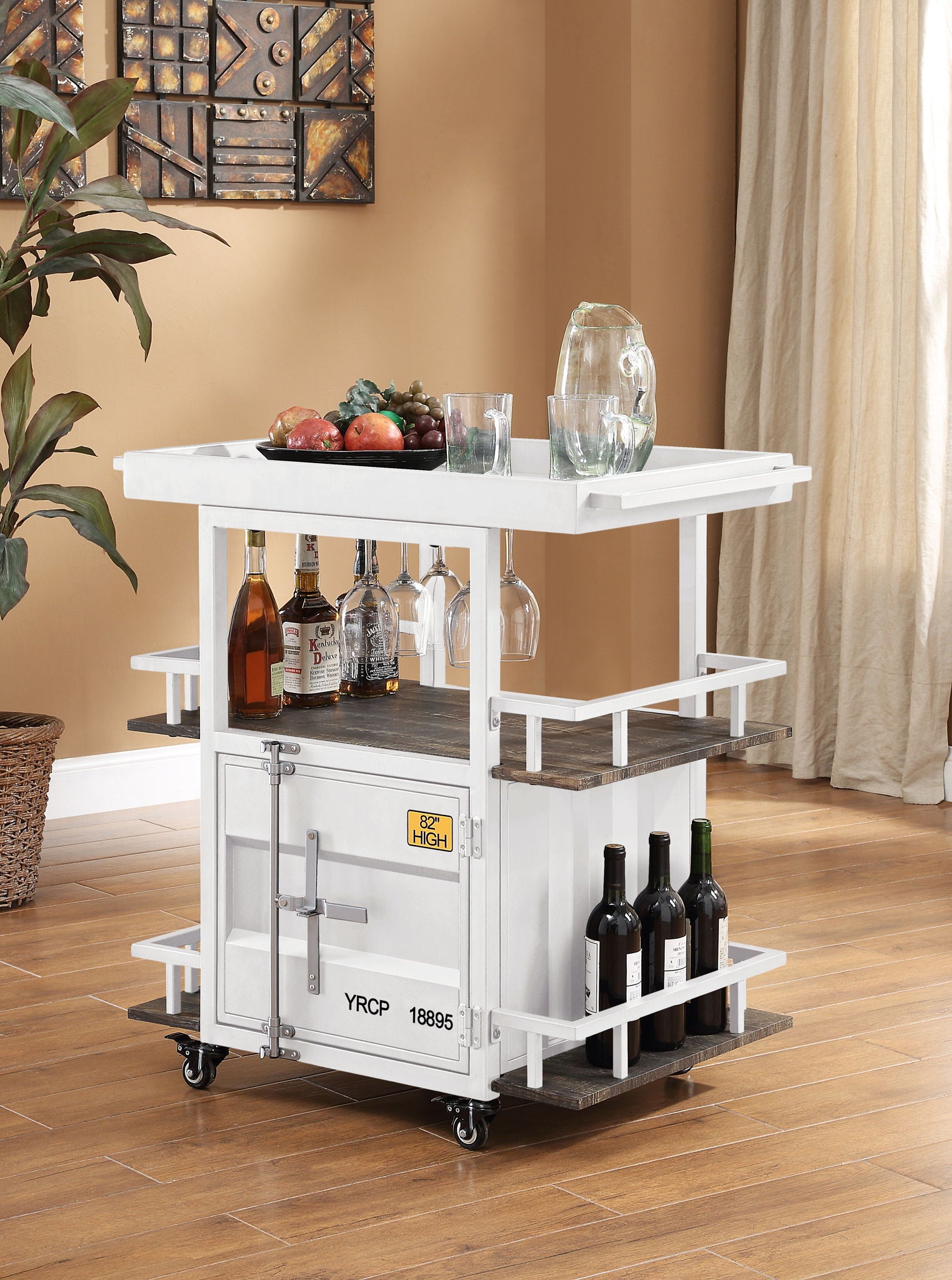 Cargo - Antique Serving Cart - White - Best Buy Furniture