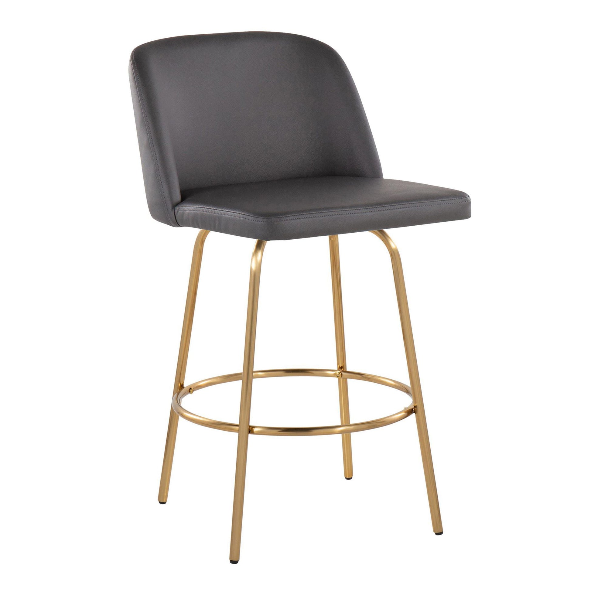 Toriano - Contemporary, Fixed Height Counter Stool With Swivel With Round Footrest (Set of 2) - Best Buy Furniture