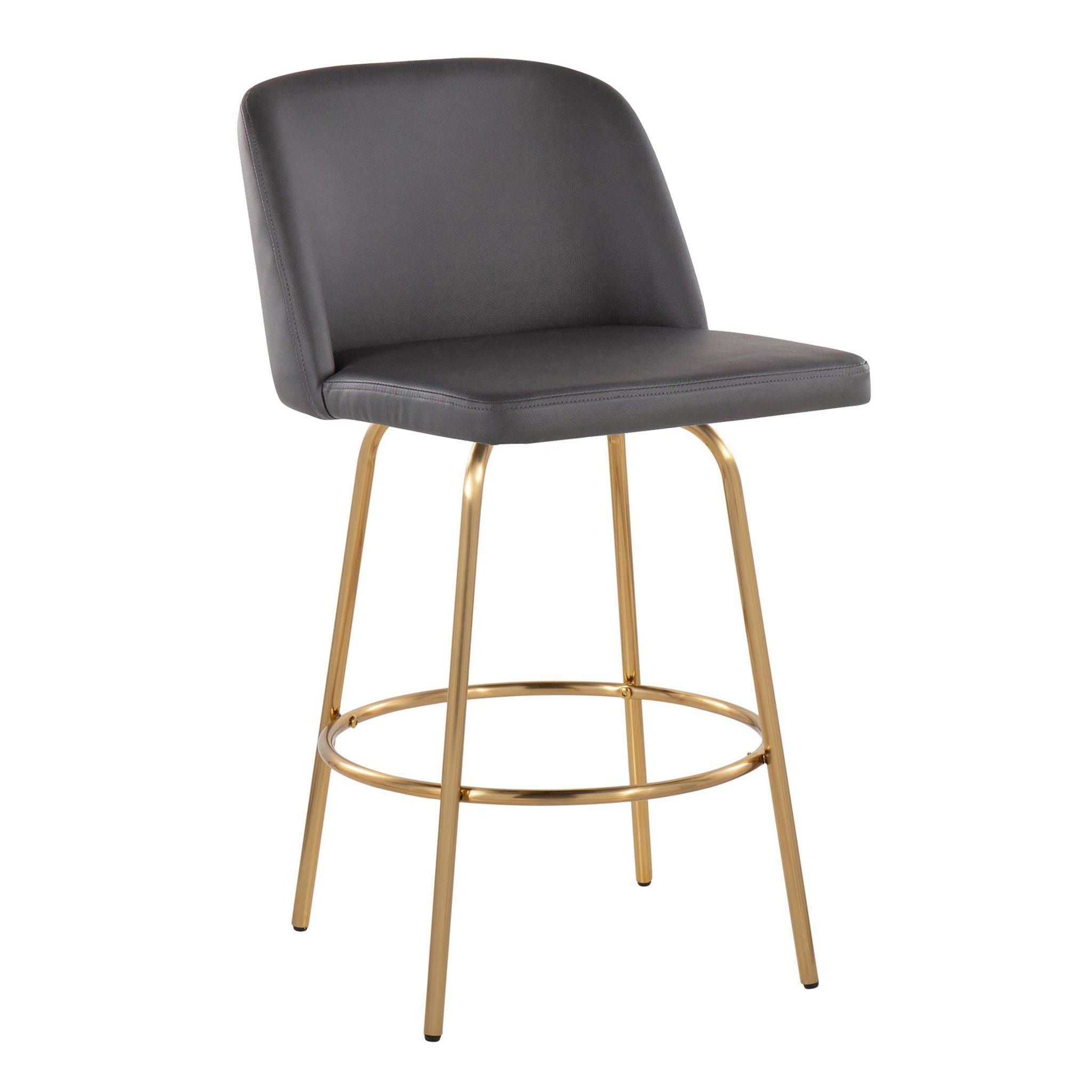 Toriano - Contemporary, Fixed Height Counter Stool With Swivel With Round Footrest (Set of 2) - Best Buy Furniture