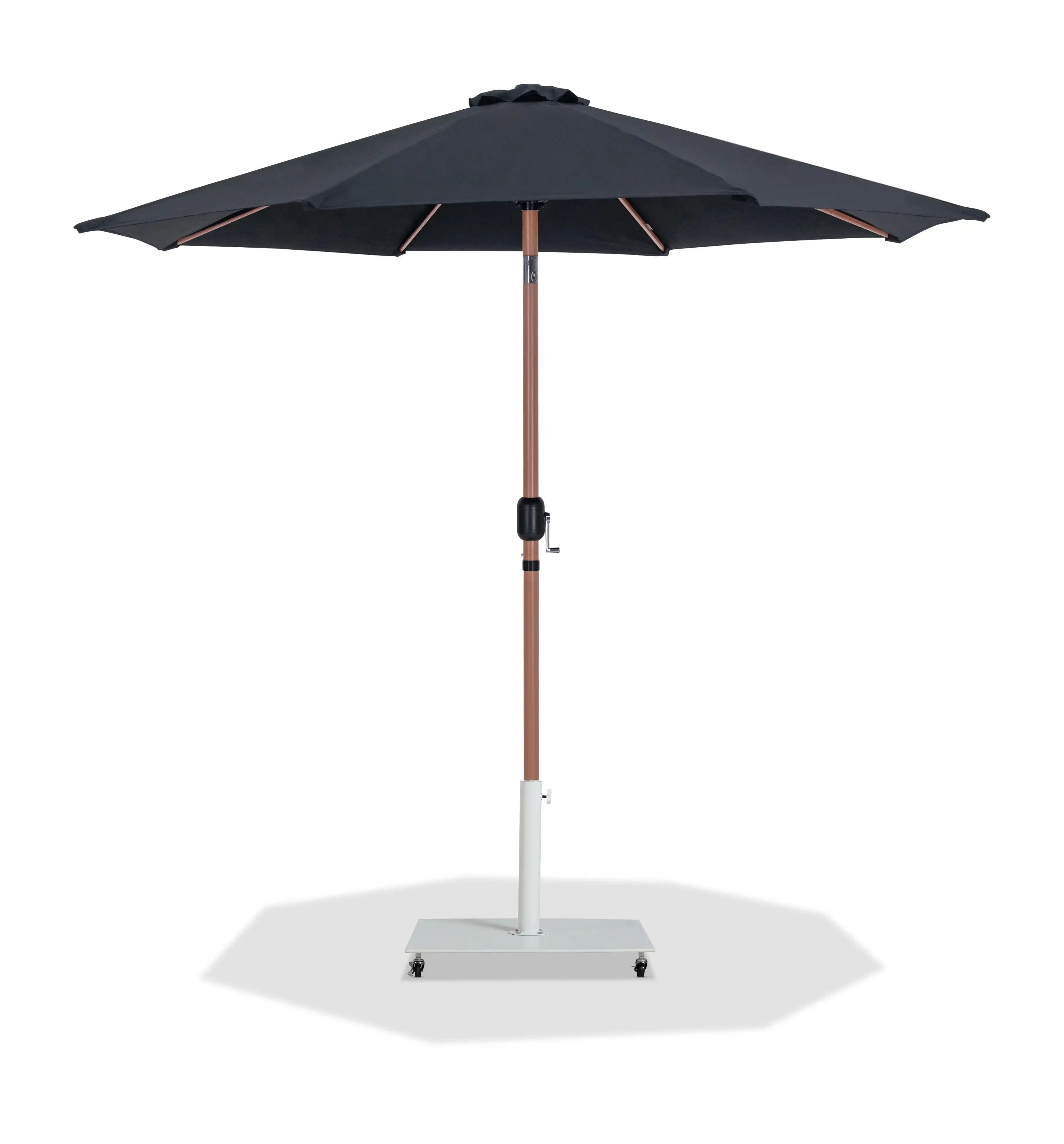 Fiji - Aluminum Patio Umbrella With Square White And Teak Base - Best Buy Furniture