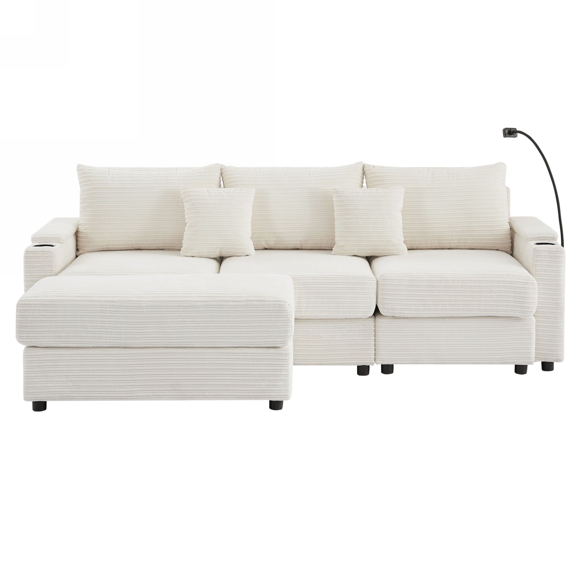 Modern Style Loveseat Sofa Sectional Sofa Couch With Storage Space, A Movable Ottoman, Two USB Ports, Two Cup Holders, A Phone Holder For Living Room - Best Buy Furniture