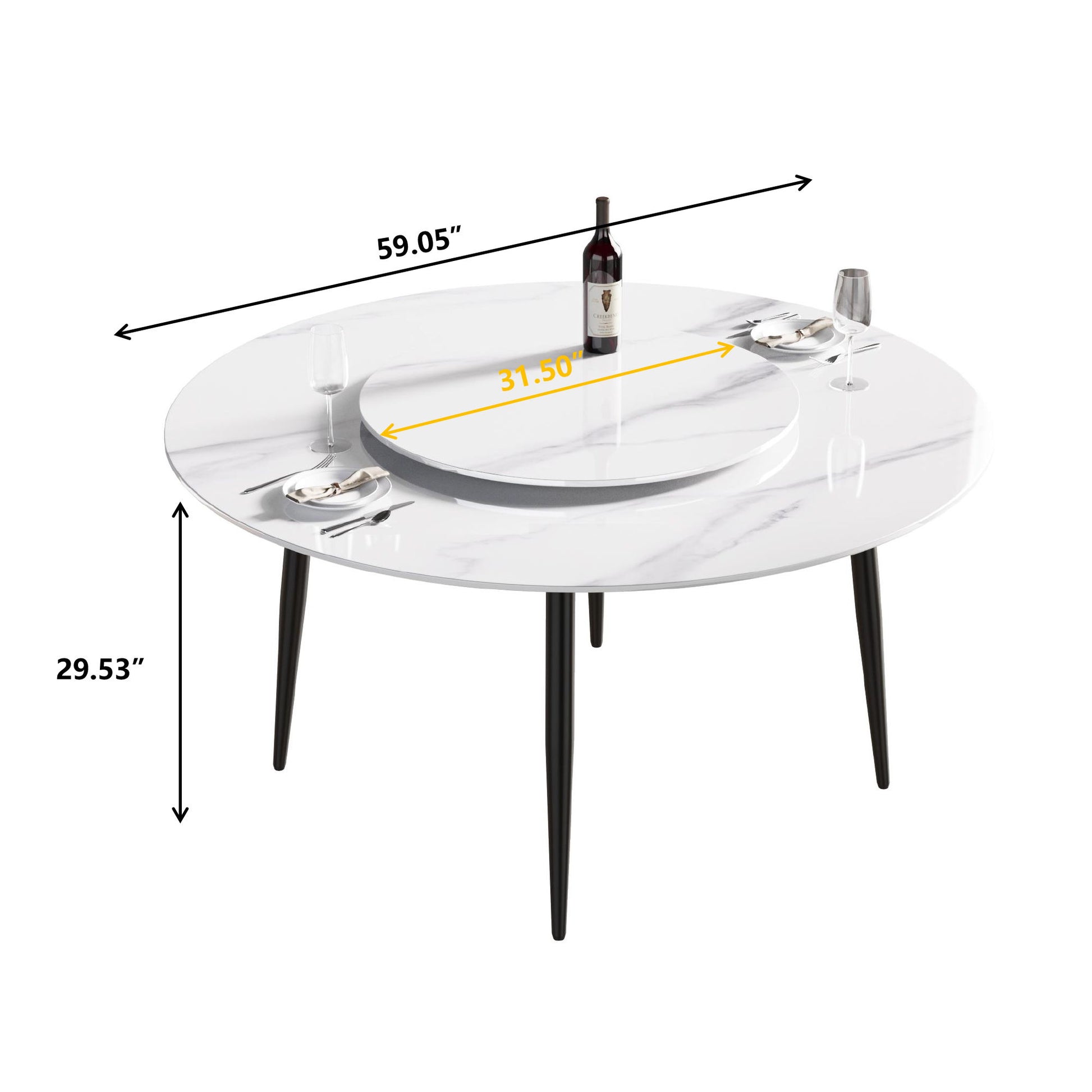 Modern Artificial Stone Round Dining Table, Can Accommodate 6 People Artificial Stone Turntable - White - Best Buy Furniture