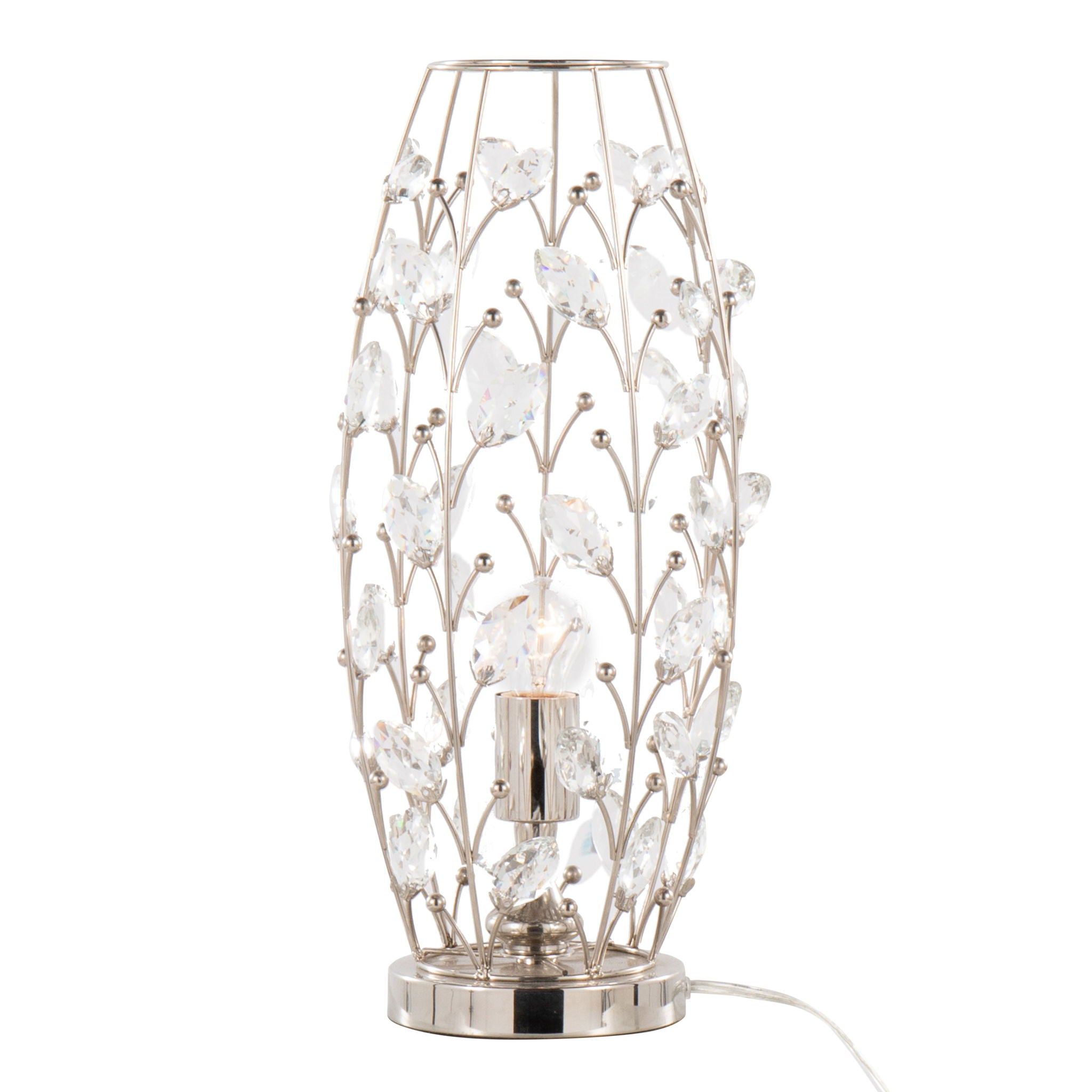 Crystal - Buds Contemporary Uplight Lamp - Polished Nickel / Clear Crystal - Best Buy Furniture