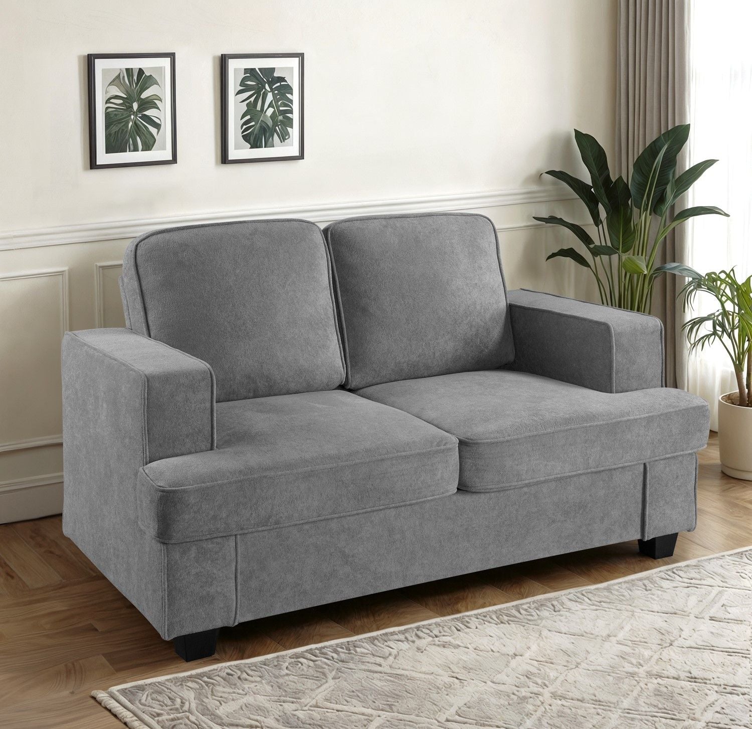Modern Loveseat, Comfortable 2 Seater Couch With Deep Seating, Loose Back Cushions, Wide Arms - Best Buy Furniture