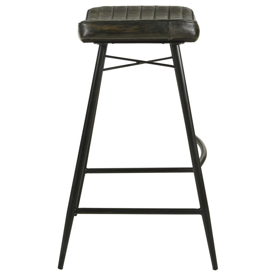 Bayu - Leather Upholstered Saddle Seat Backless Bar Stool (Set of 2) - Best Buy Furniture