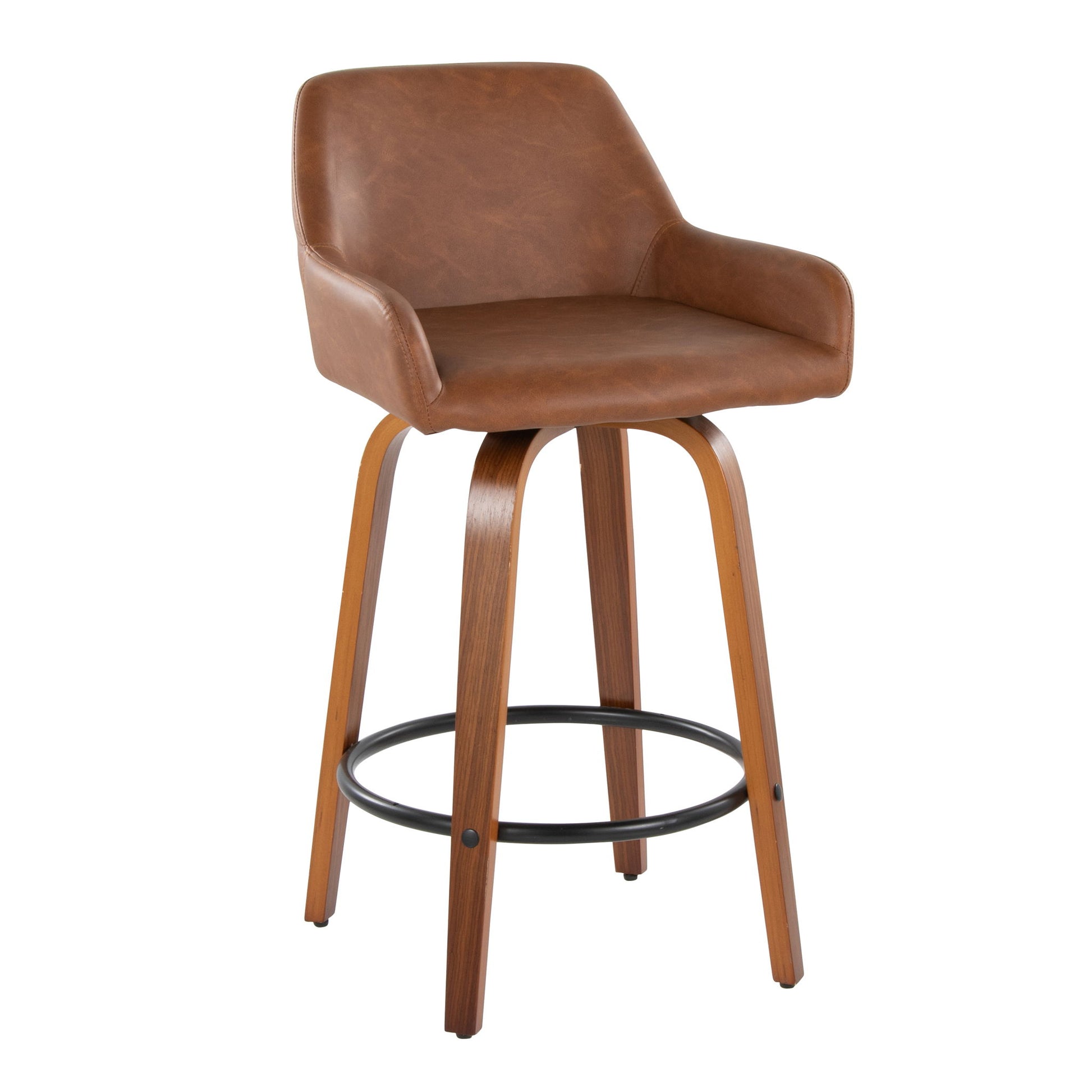 Daniella - Contemporary Fixed Height Counter Stool With Swivel With Round Footrest (Set of 2) - Best Buy Furniture