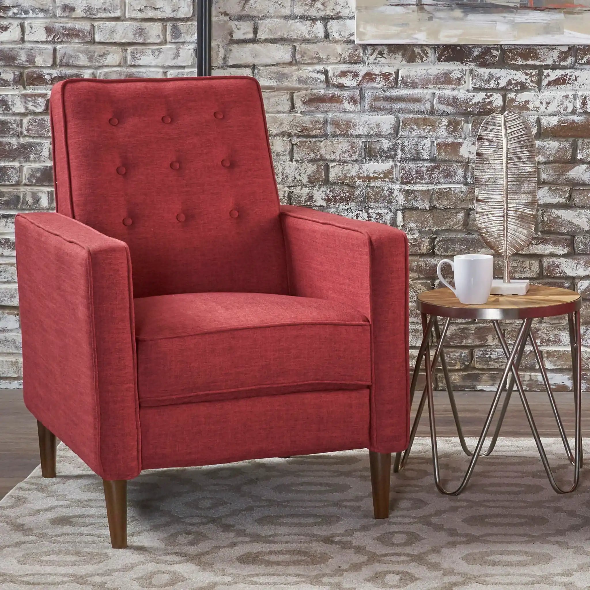 Mid-Century Modern Recliner With Button Tufted Waffle Stitch - Best Buy Furniture