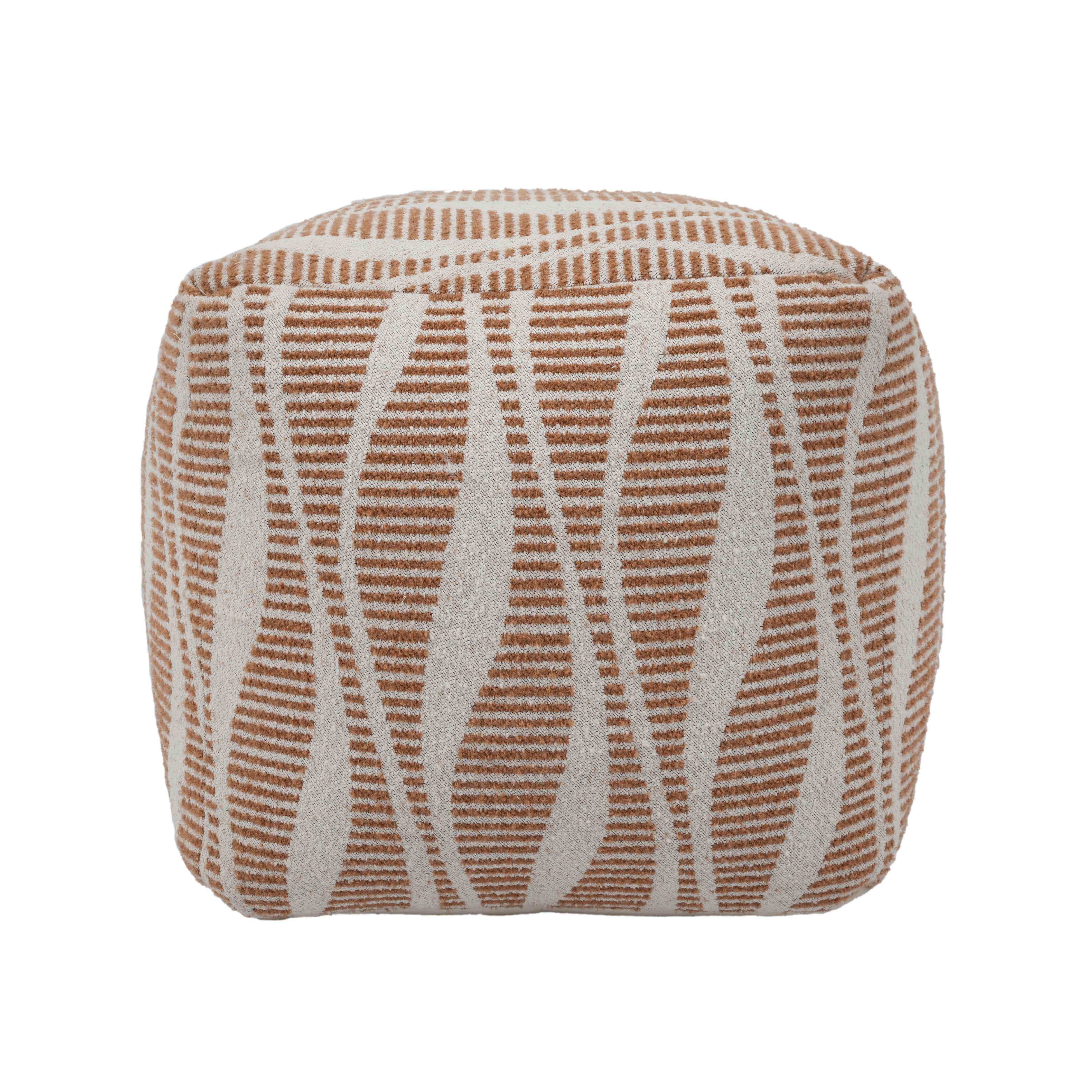 Ember - Woven Pouf - Cream / Natural - Best Buy Furniture