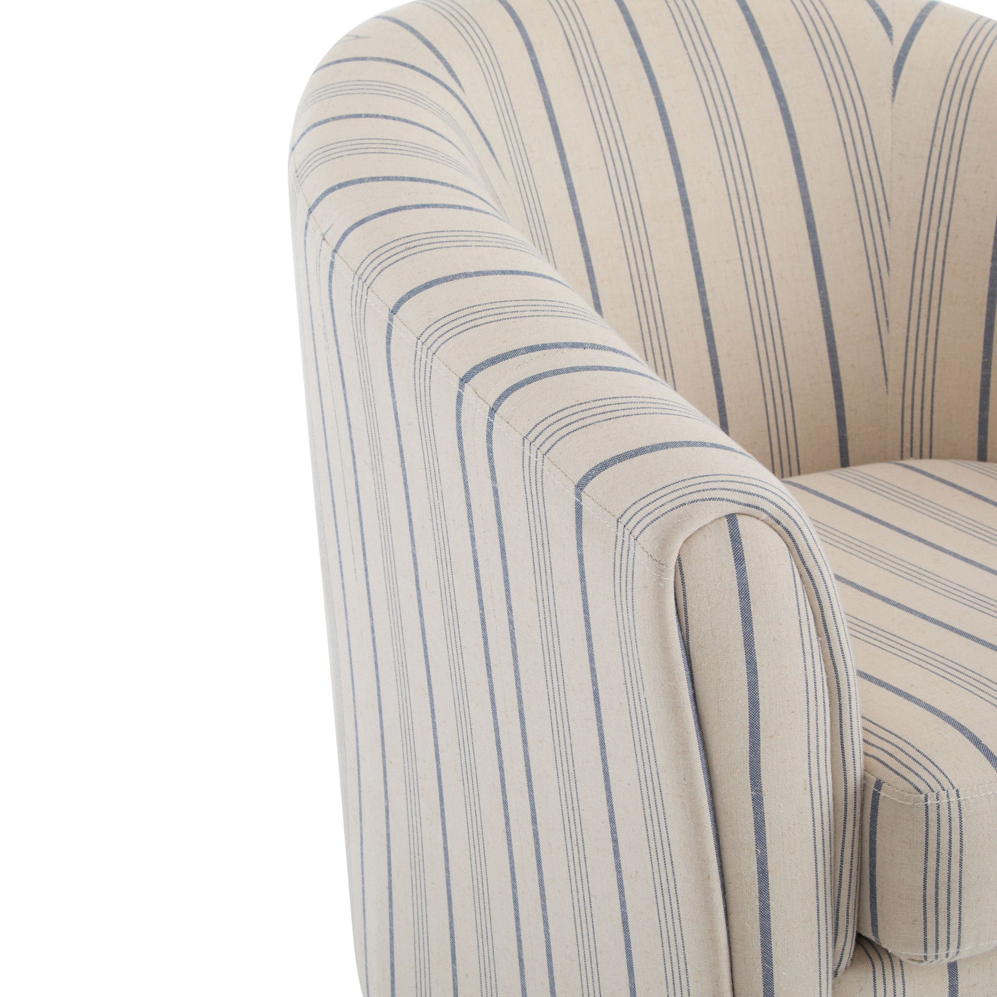 Modern Barrel Fabric Striped Barrel Chair With Channel Stitching - Beige / Blue Stripe - Best Buy Furniture