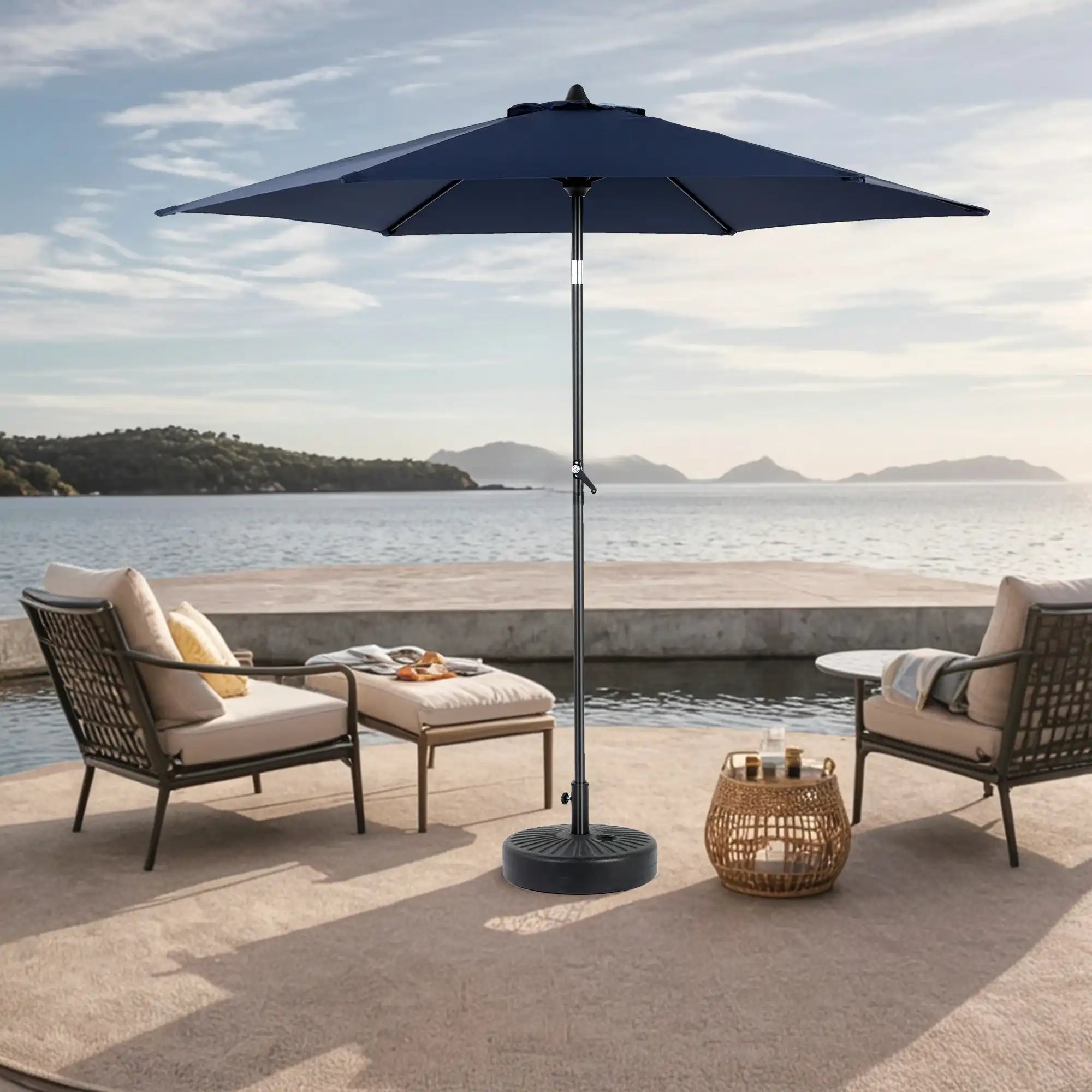 9FT Navy Blue Outdoor Patio Umbrella with Tilt and Crank - Best Buy Furniture