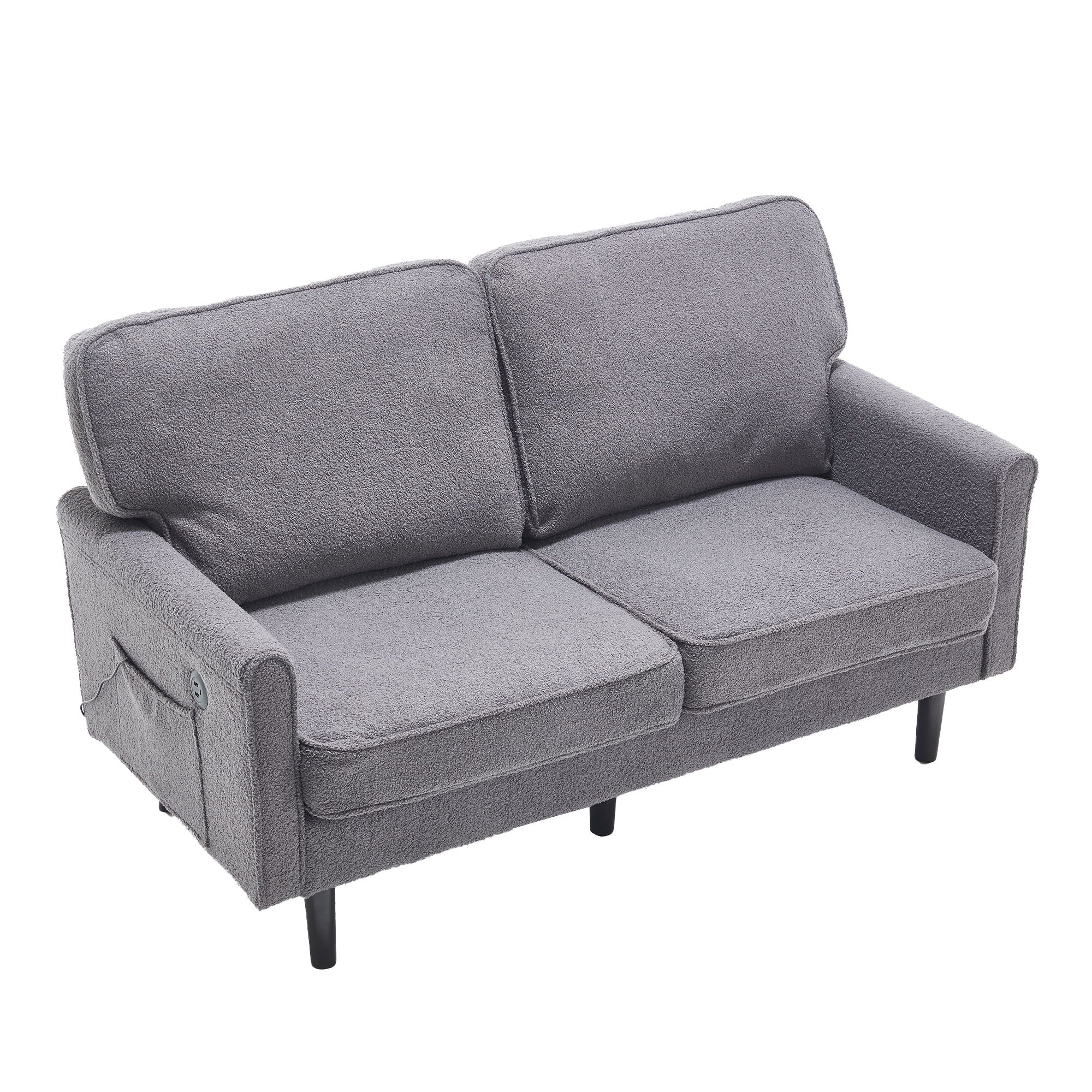 Mid Century Modern Loveseat Sofa With USB Ports, Removable Pillow Cover - Best Buy Furniture