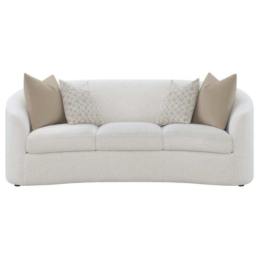 Rainn - Boucle Upholstered Sloped Arm Sofa - Latte - Best Buy Furniture