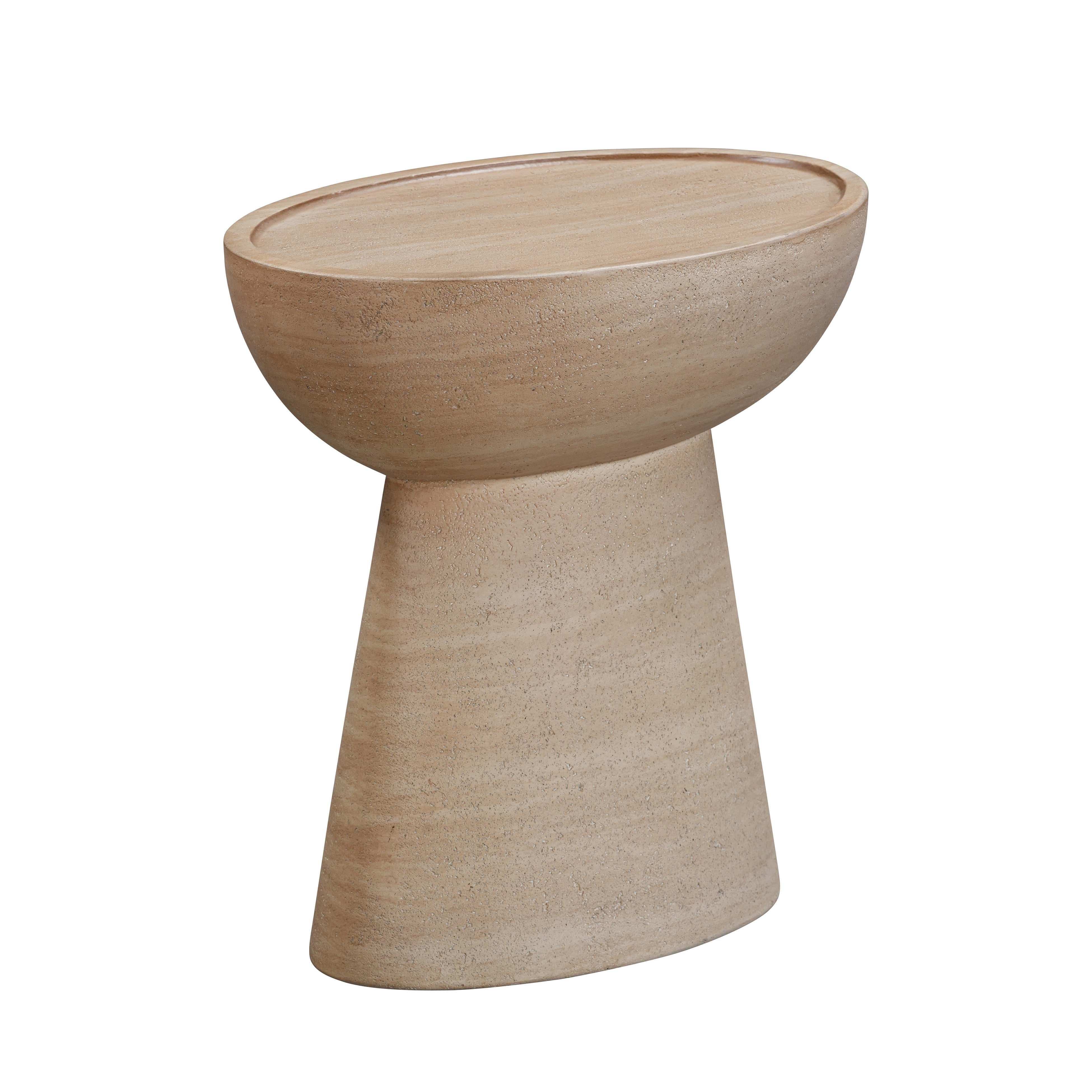 Eclipse - Textured Faux Travertine Indoor / Outdoor Side Table - Beige - Best Buy Furniture