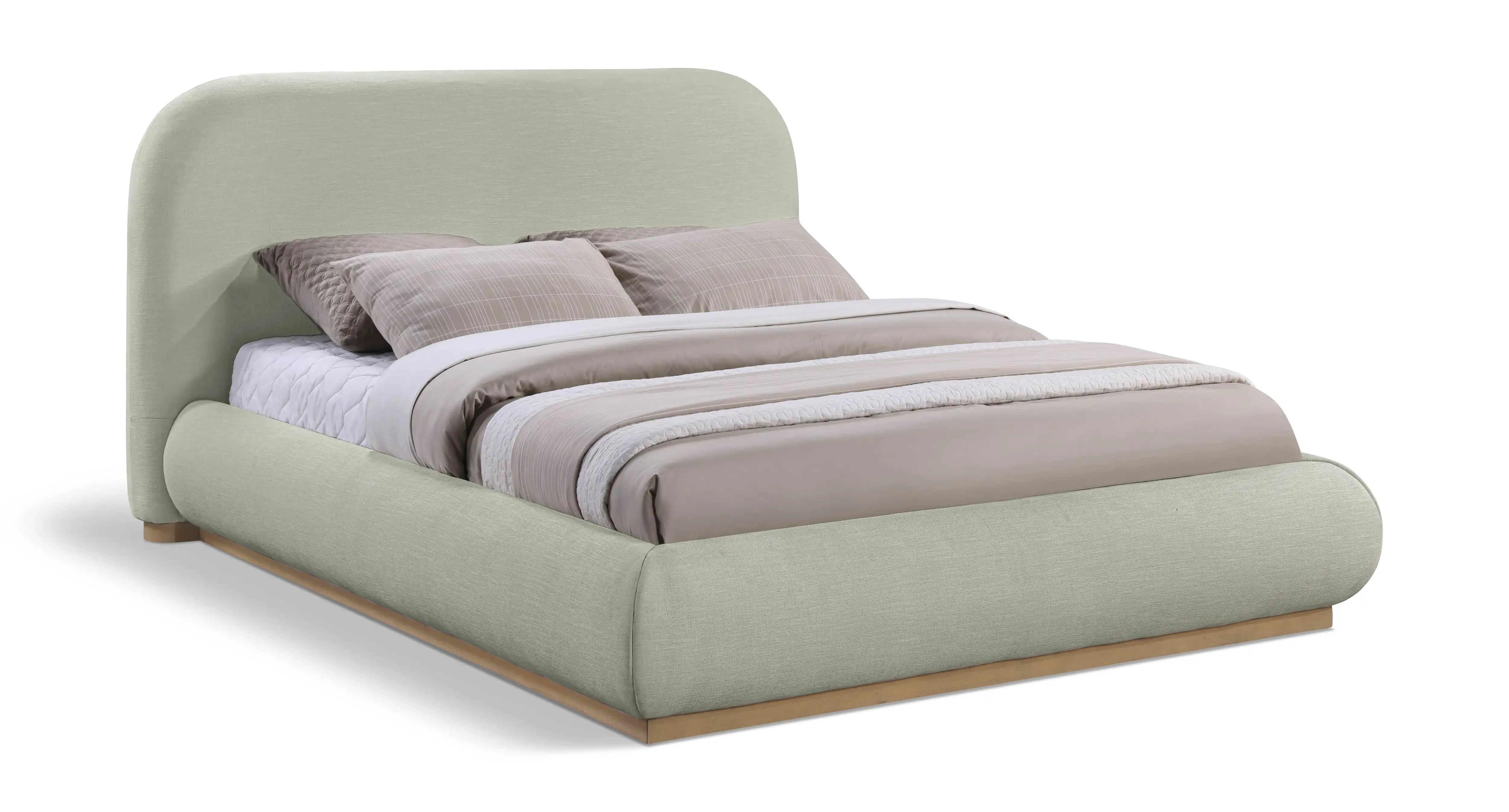 Vaughn - Chenille Bed With Natural Base - Best Buy Furniture