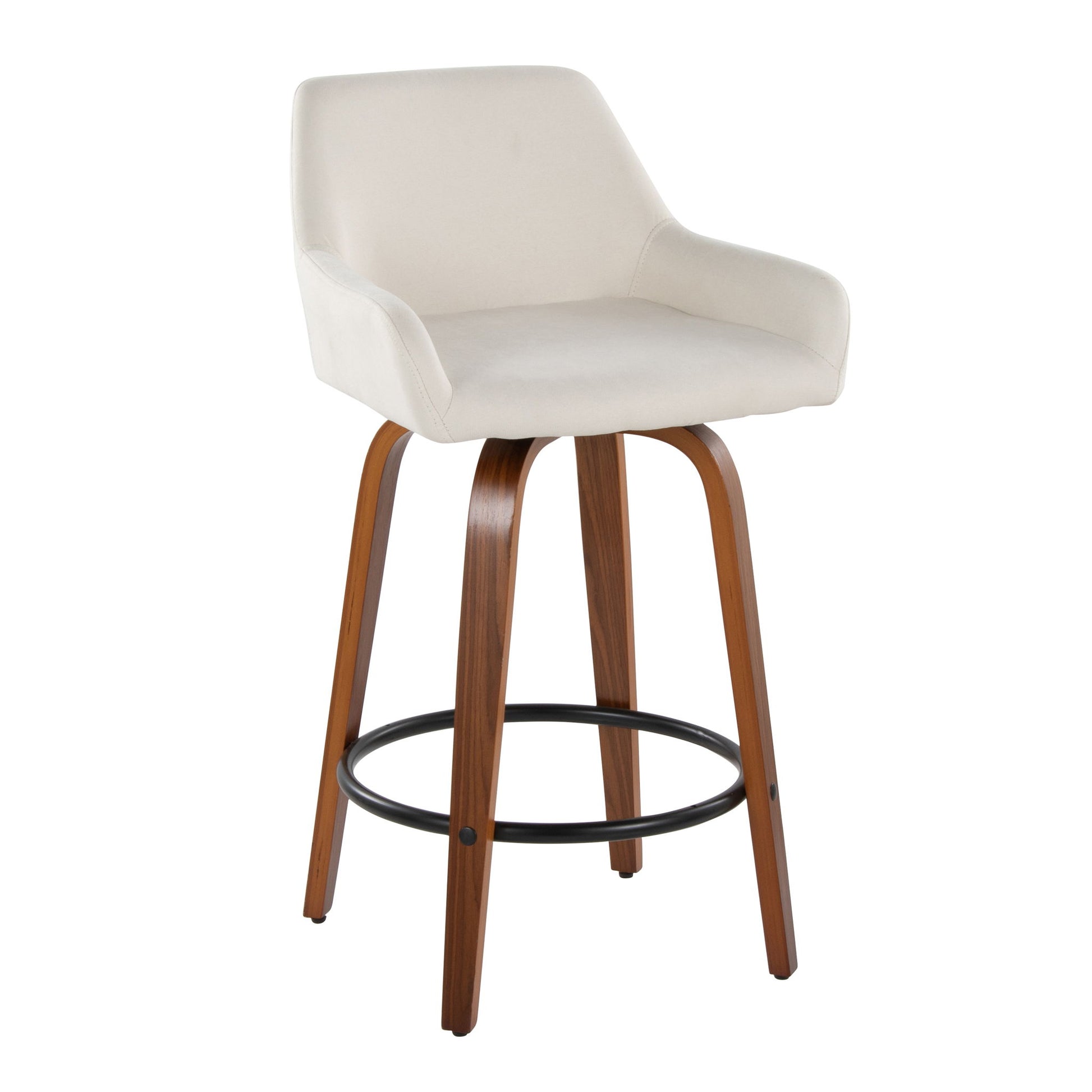Daniella - Contemporary Fixed Height Counter Stool With Swivel With Round Footrest (Set of 2) - Best Buy Furniture