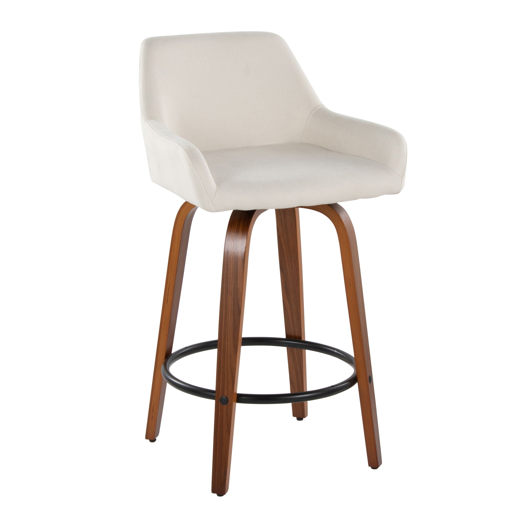 Daniella - Contemporary Fixed Height Counter Stool With Swivel With Round Footrest (Set of 2) - Best Buy Furniture