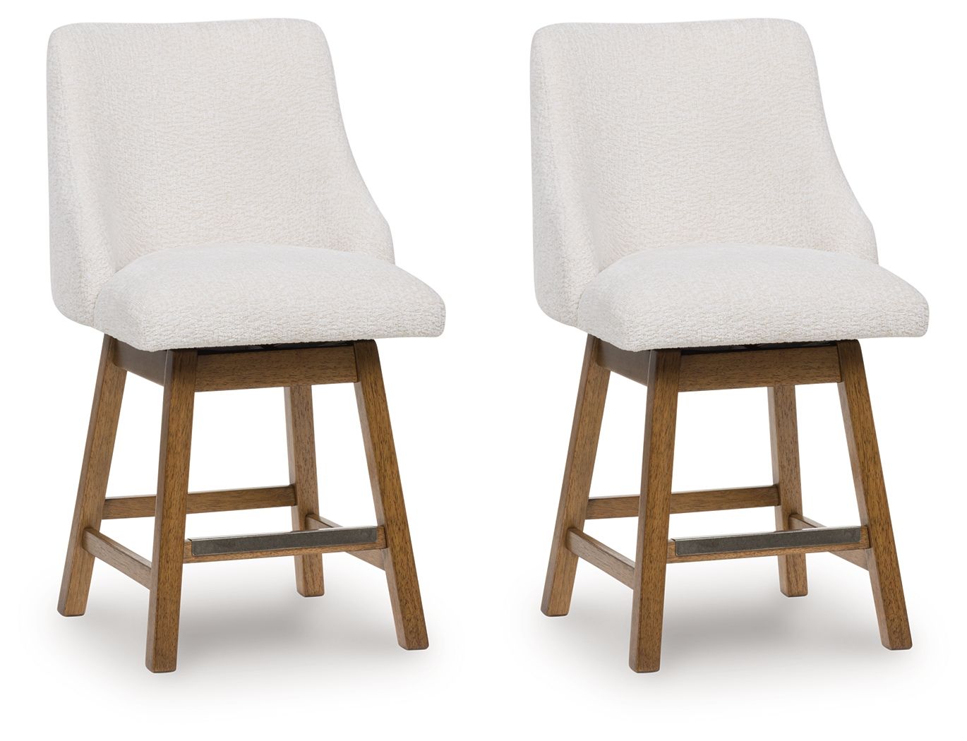 Cabalynn - Upholstered Swivel Barstool (Set of 2) - Oatmeal / Light Brown - Best Buy Furniture