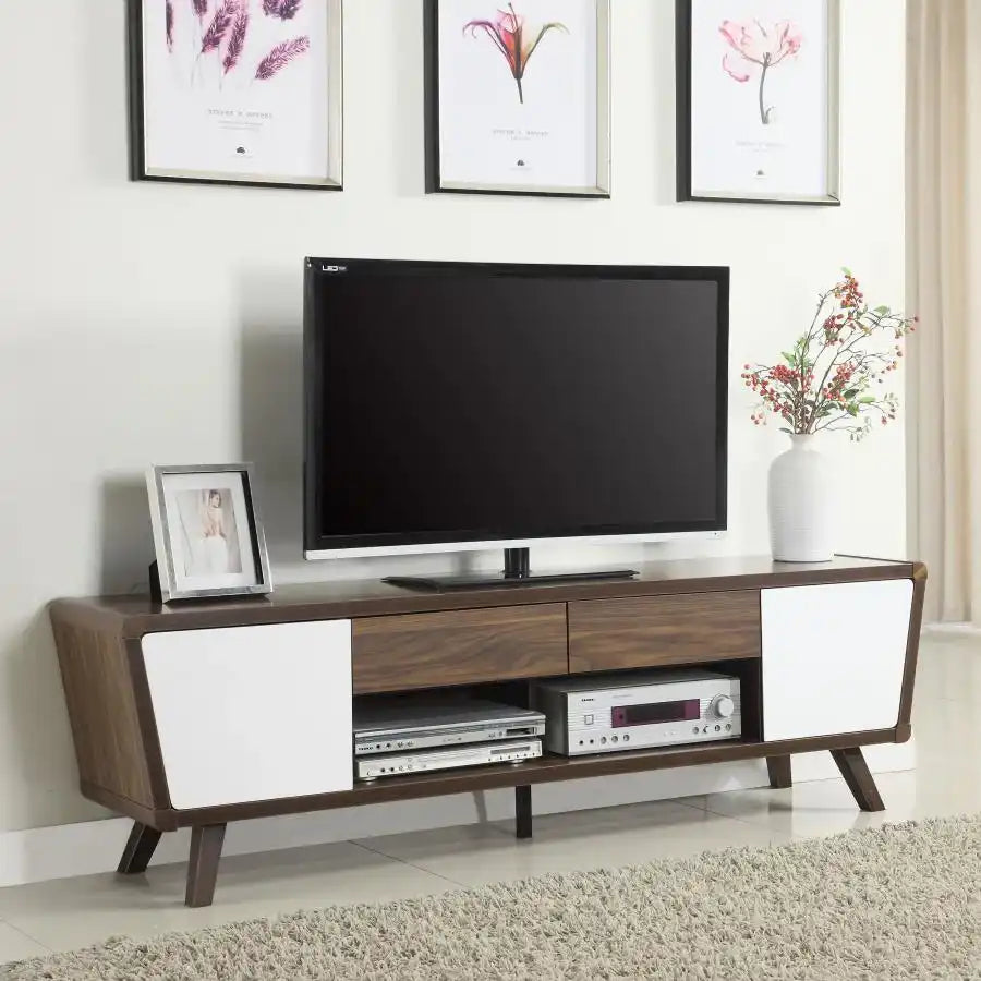 Alvin - 2 Door Engineered Wood TV Stand - Dark Walnut - Best Buy Furniture