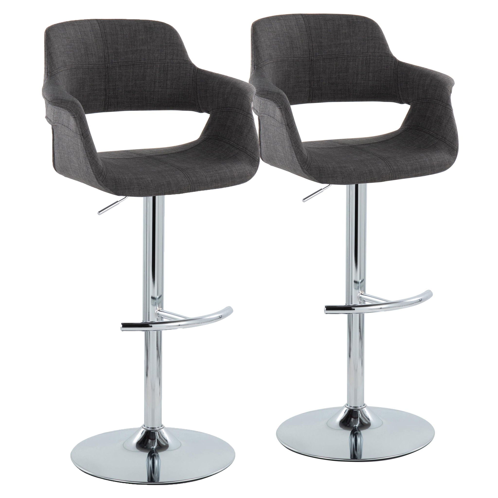 Vintage Flair - Mid Century Modern Adjustable Barstool With Swivel With Rounded T Footrest (Set of 2) - Best Buy Furniture
