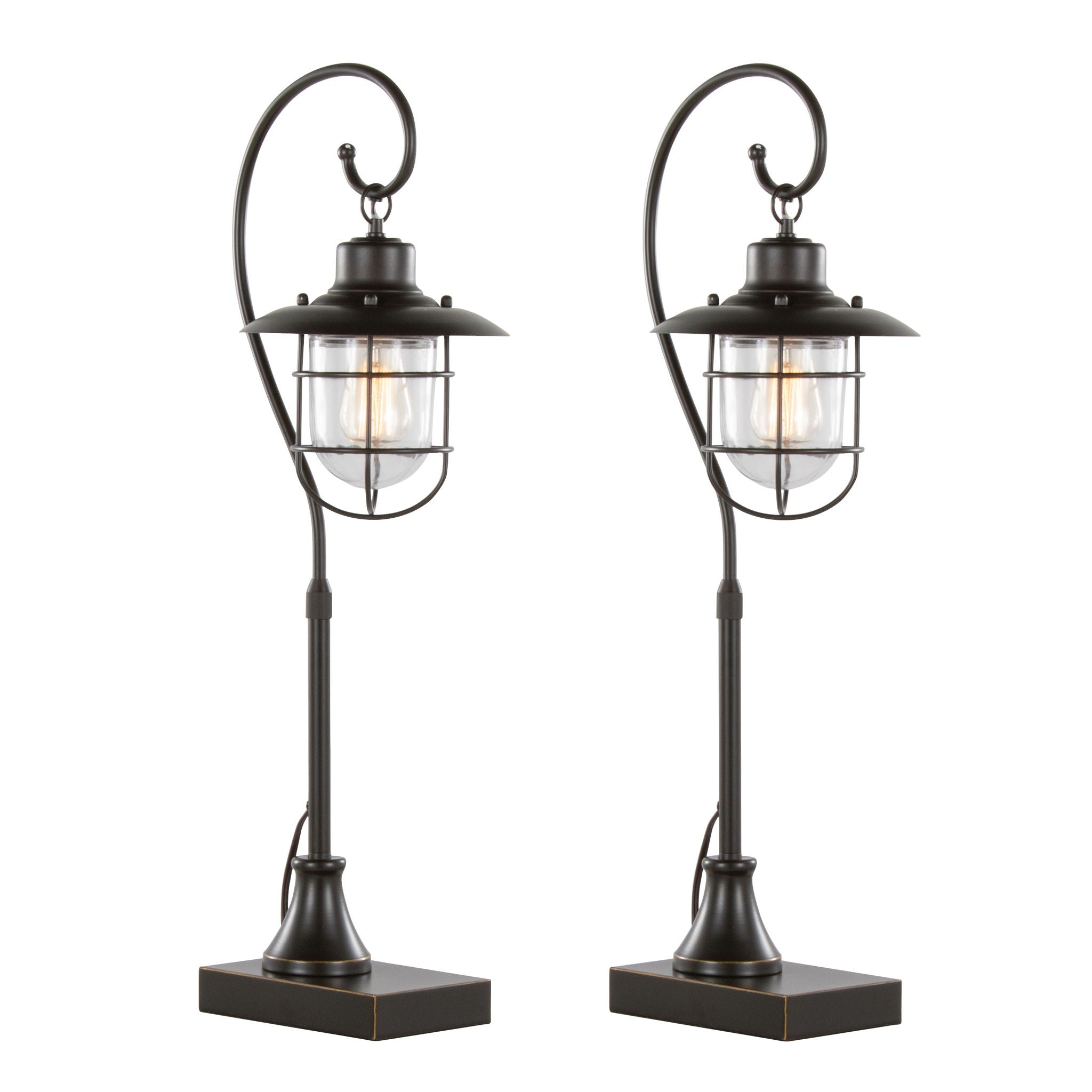 Landen - Contemporary Task Lamp (Set of 2) - Oil Rubbed Bronze / Clear - Best Buy Furniture