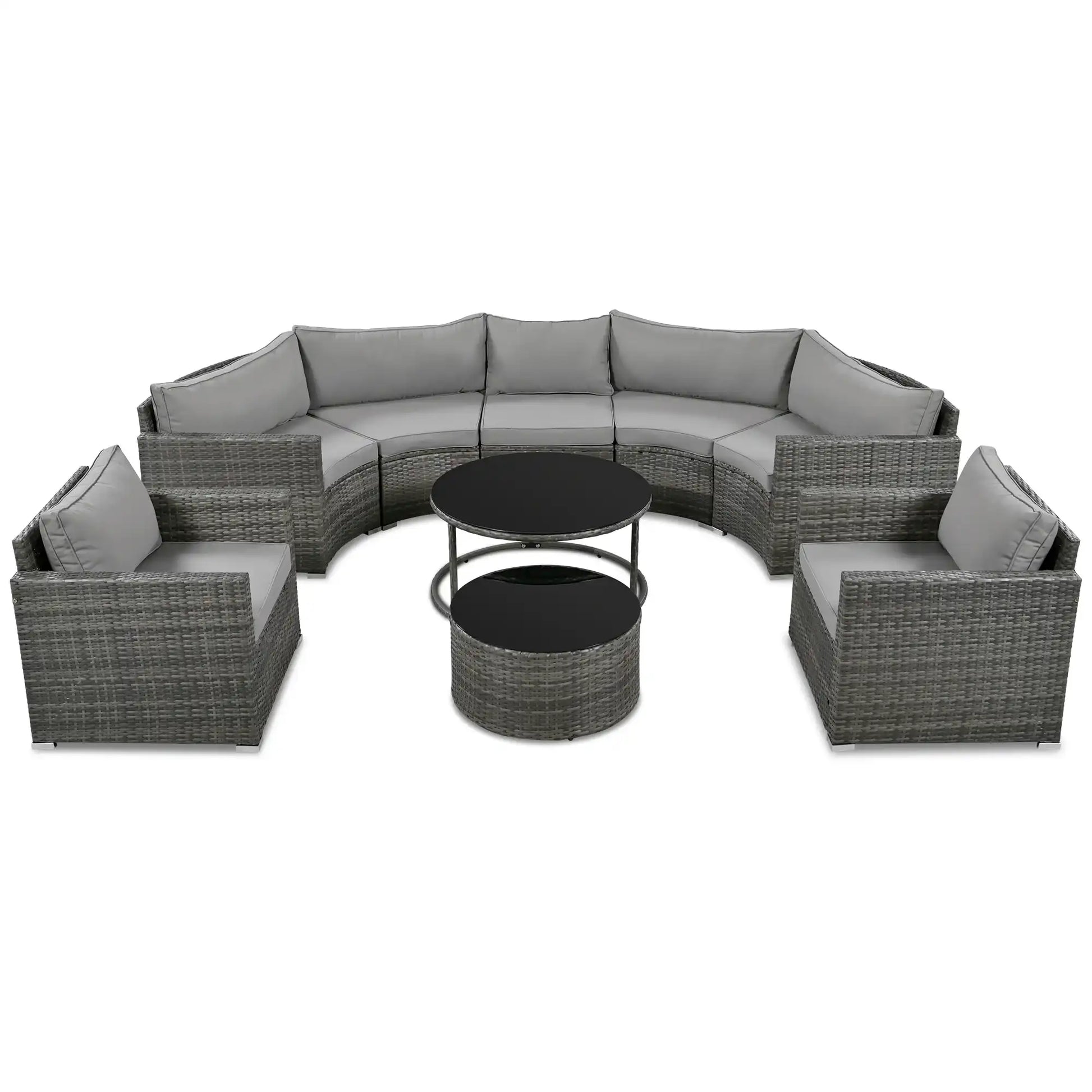 GO 9-Pieces Outdoor Half-moon Patio Sofa Set, Round Sofa Set, Modern Style Sofa, Gray Wicker - Best Buy Furniture