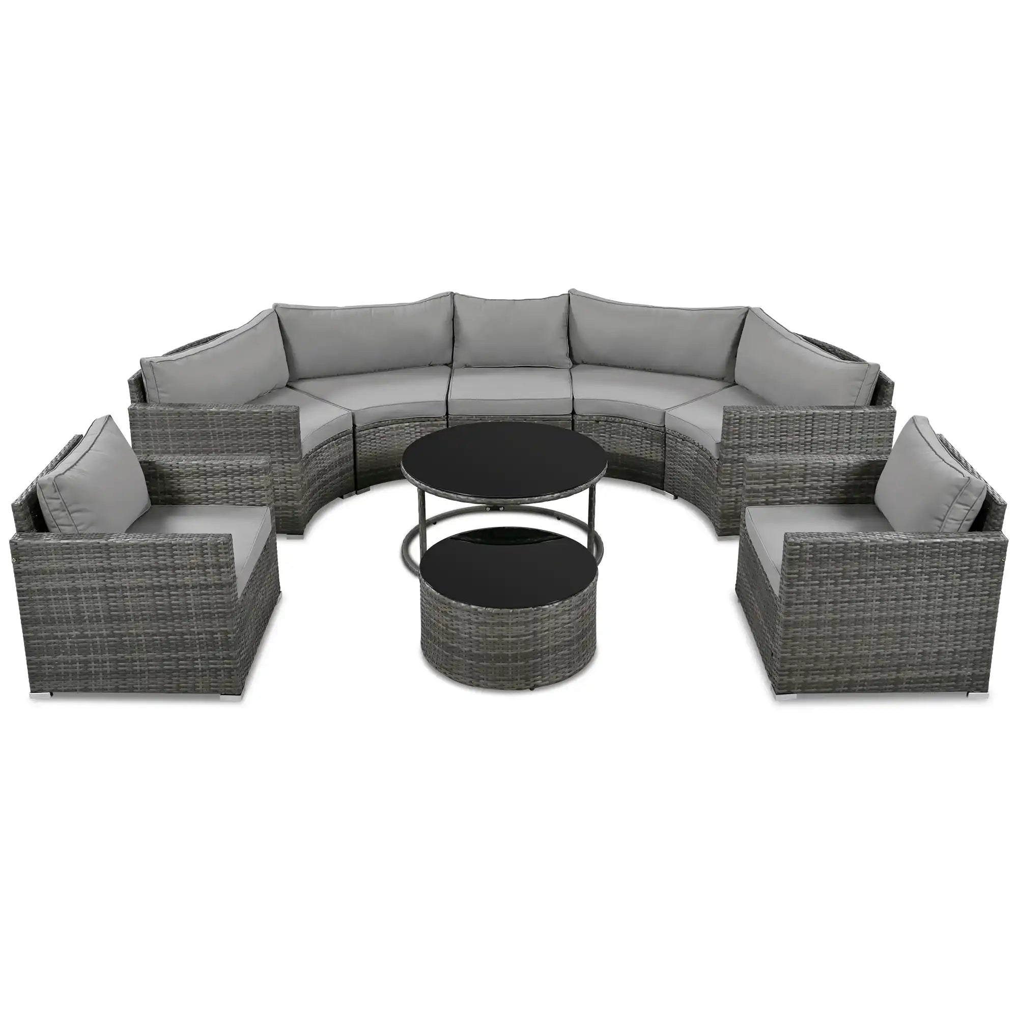 GO 9-Pieces Outdoor Half-moon Patio Sofa Set, Round Sofa Set, Modern Style Sofa, Gray Wicker - Best Buy Furniture